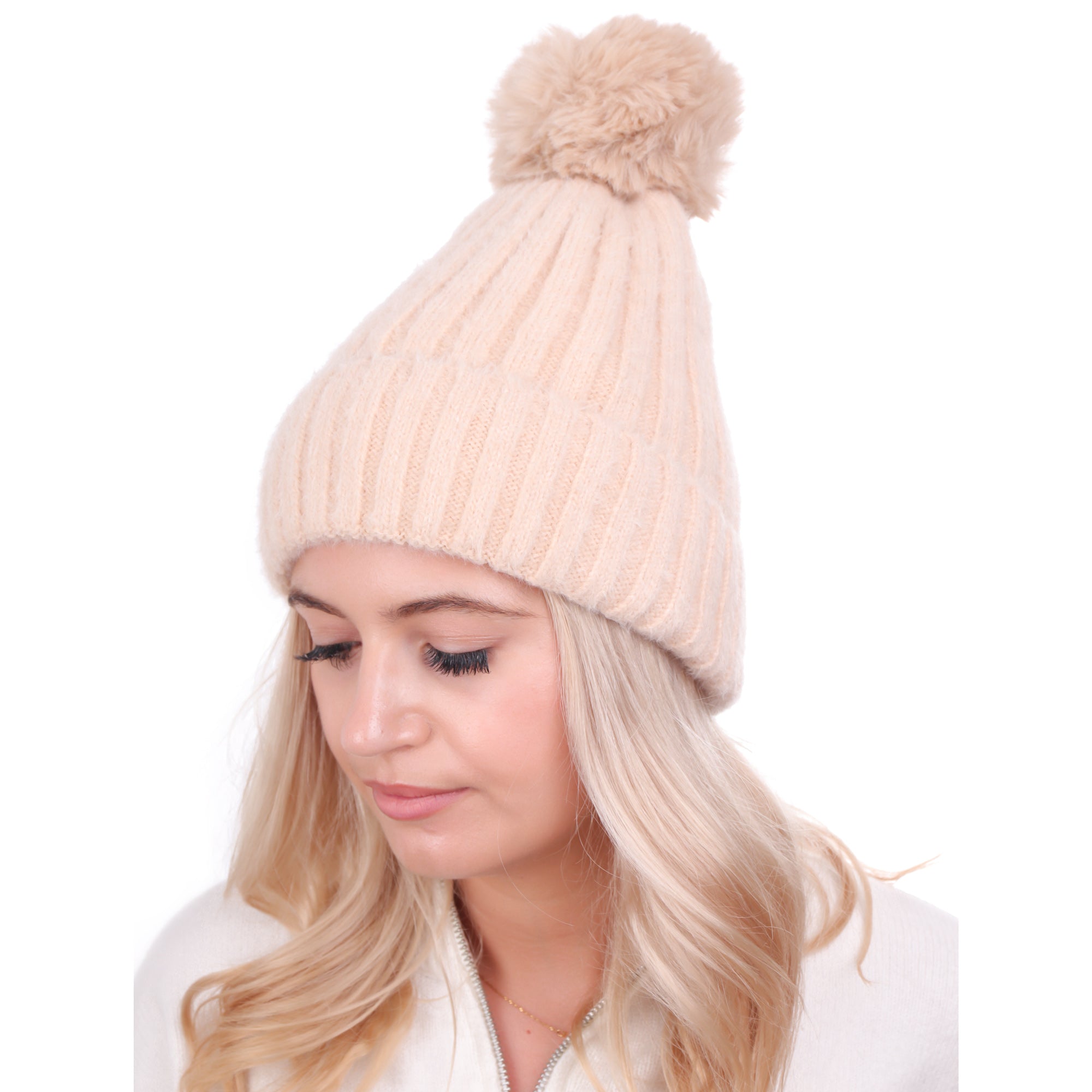 ALPACA LUXE beżowa ocieplana czapka beanie MORAMO