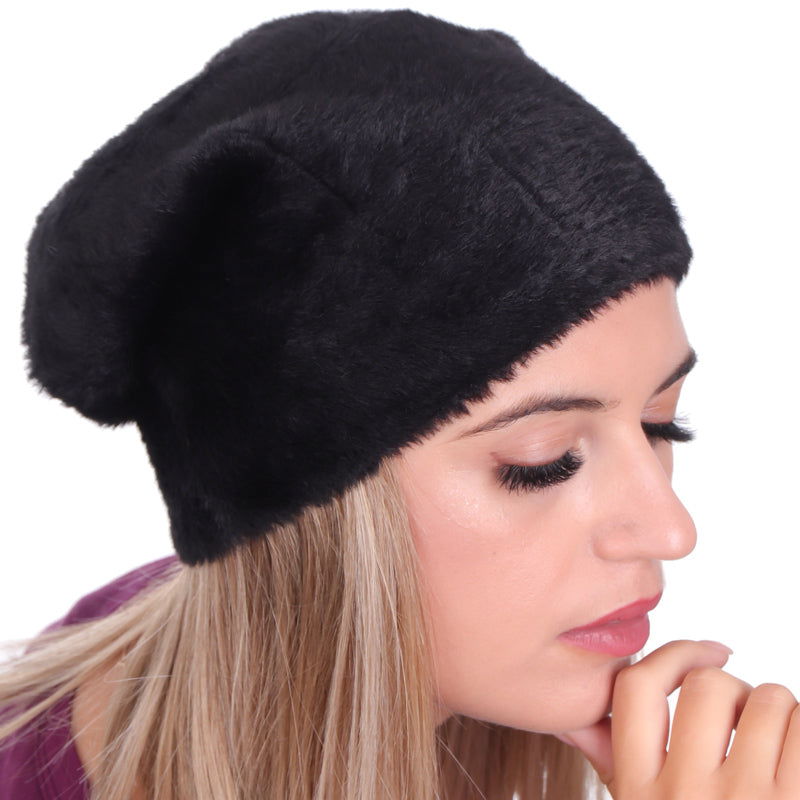 ALPAKA czarna czapka damska beanie zimowa MORAMO