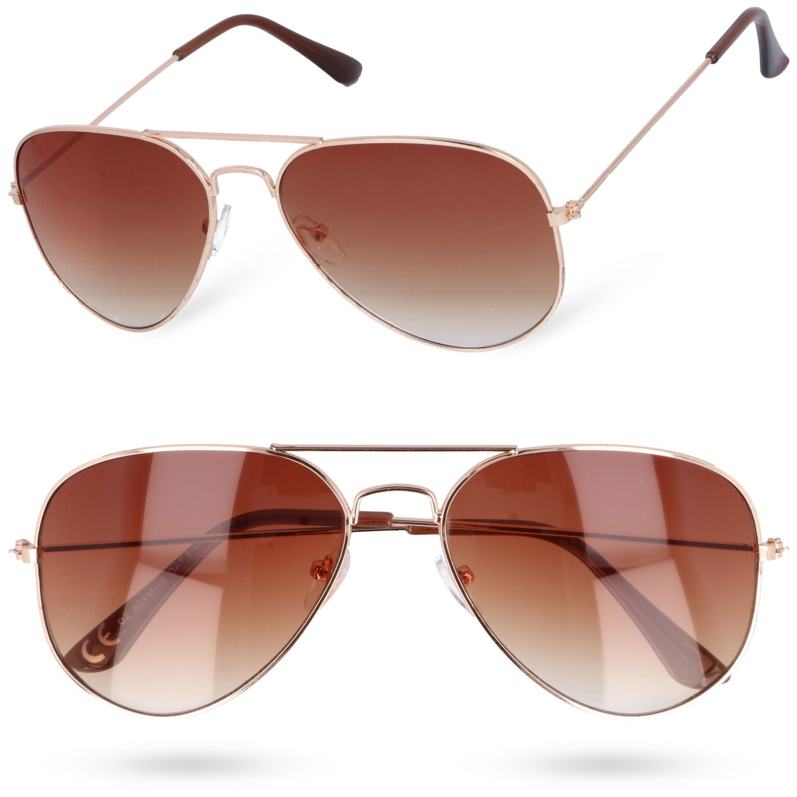 AVIATOR BR złote okulary pilotki brązowe szkła unisex MORAMO