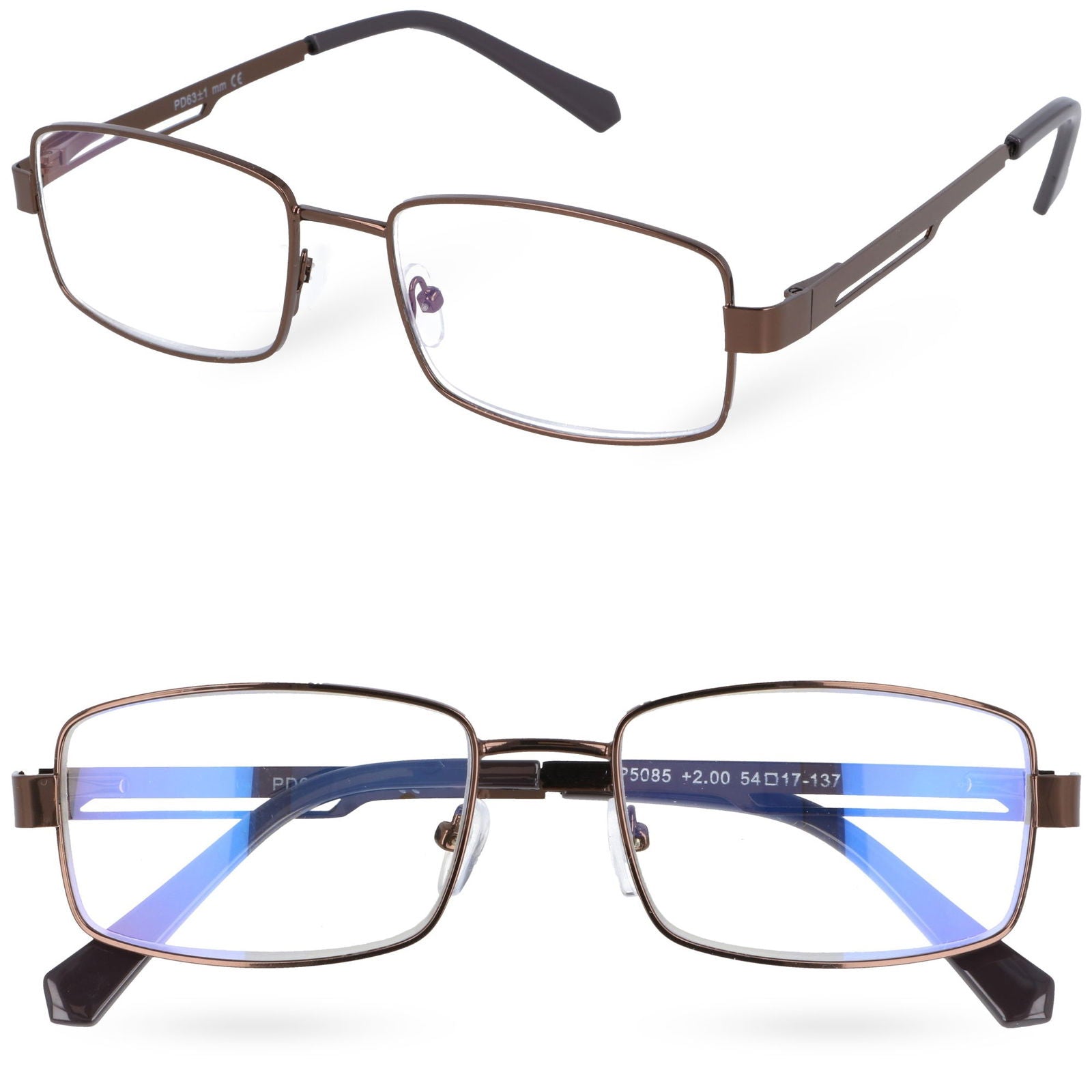 BLUE VISION BROWN metalowe okulary korekcyjne do czytania MORAMO