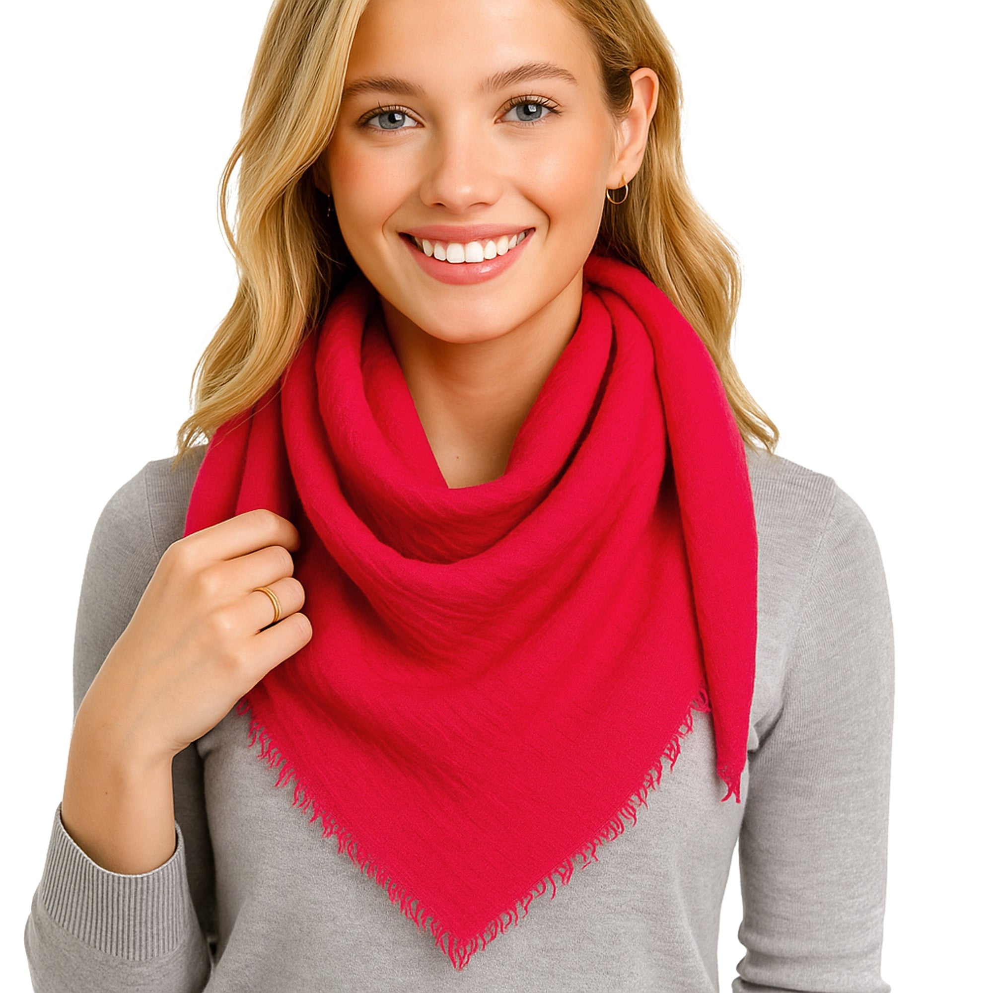 BREEZE ONE-COLOUR gładki czerwony wiskozowy szal damski MORAMO