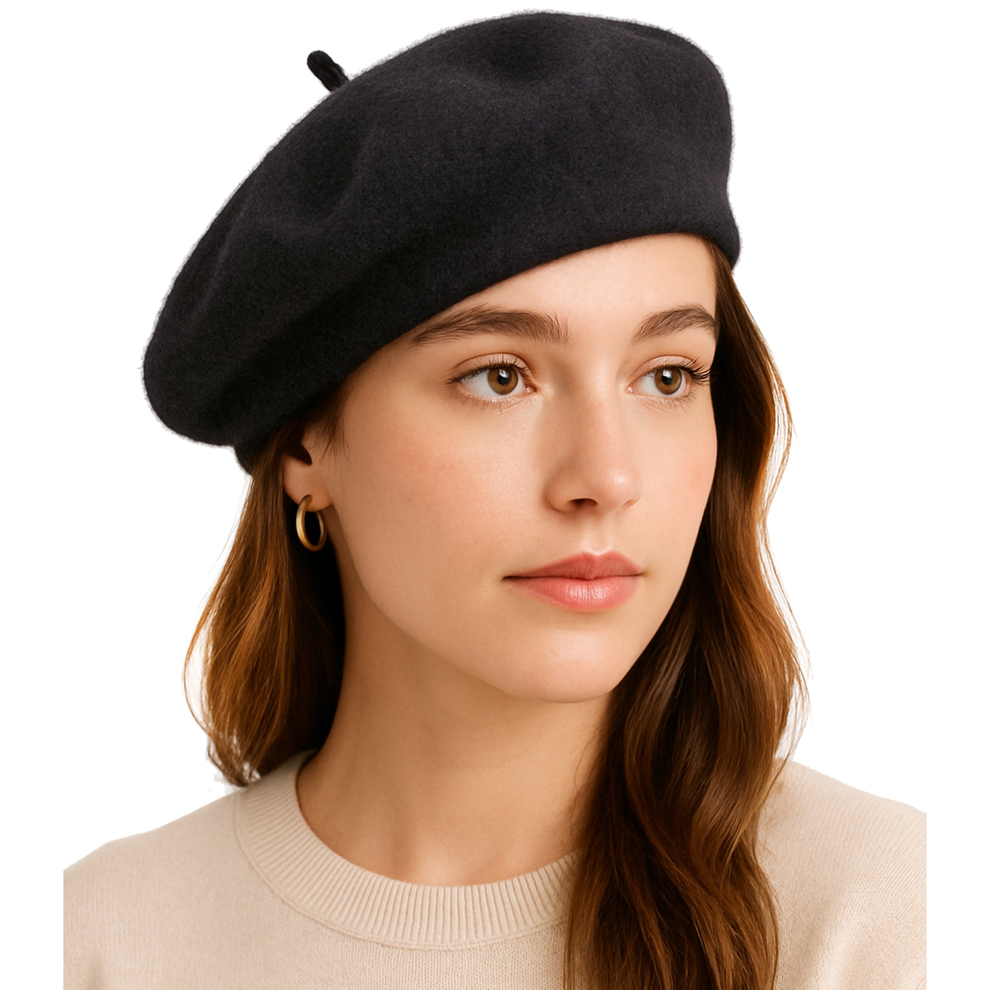 DE RÊVE elegancki czarny akrylowy beret damski MORAMO