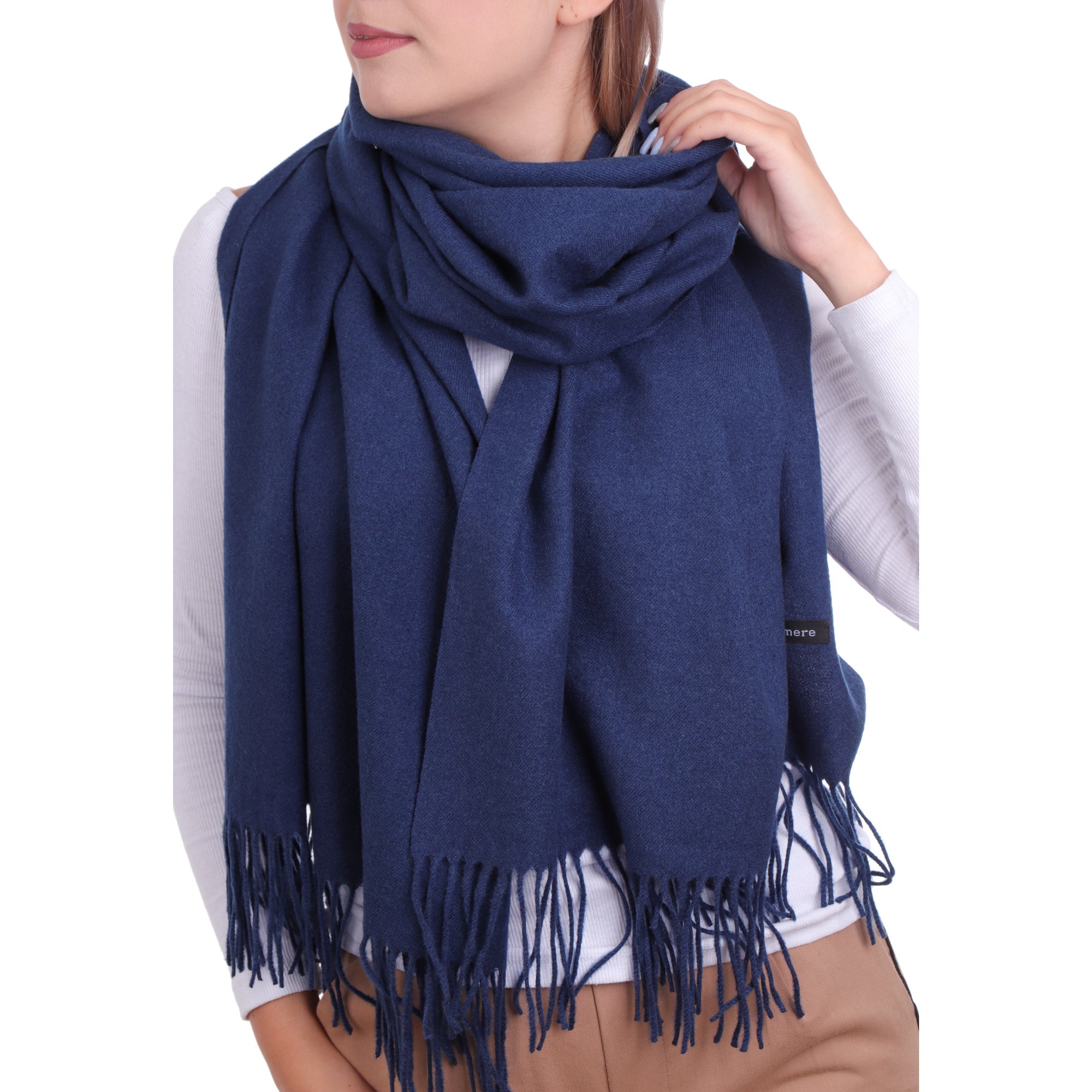EVERYDAY LUXURY Granatowy damski szal z wiskozy MORAMO