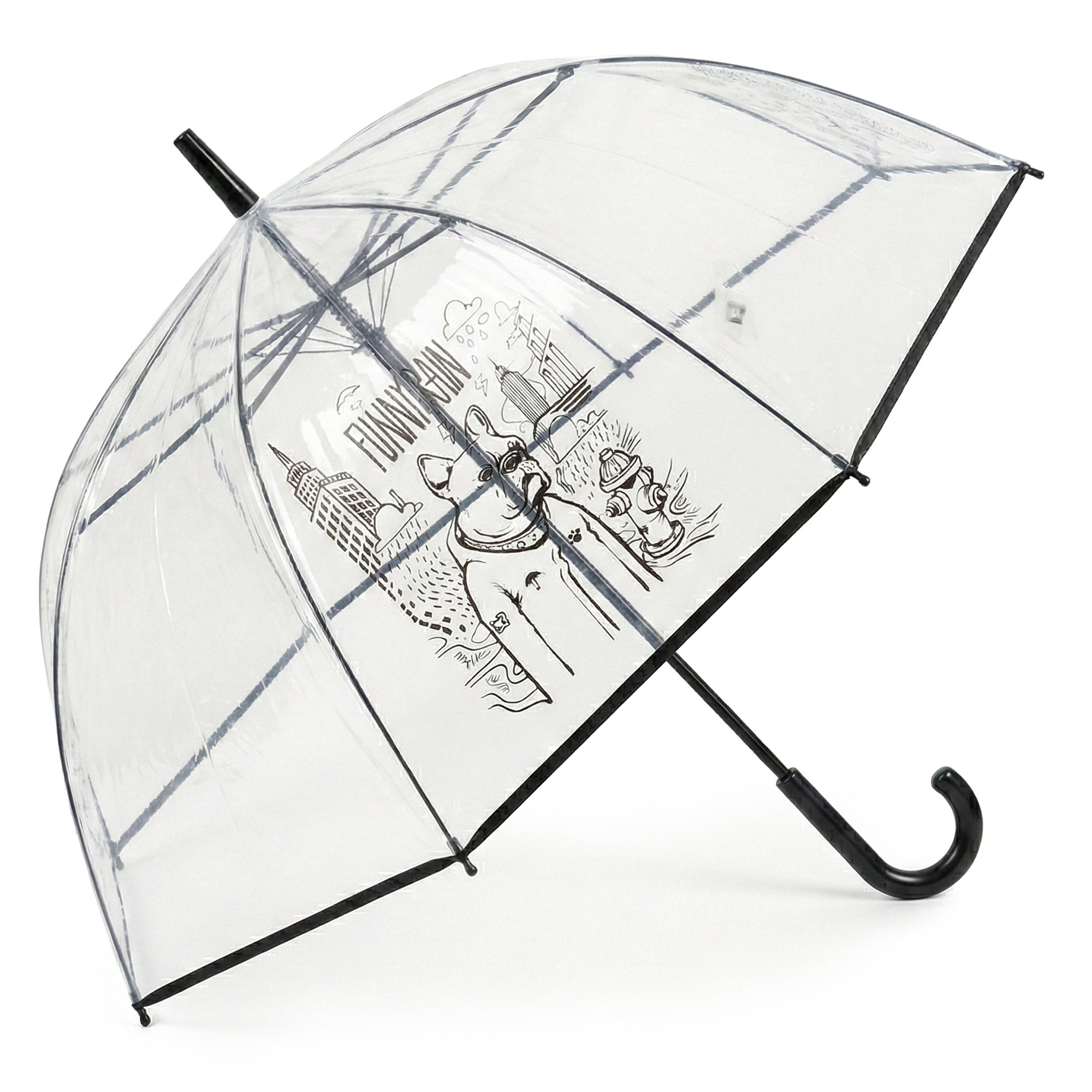 FUNNY RAIN duży przezroczysty parasol składany automat MORAMO