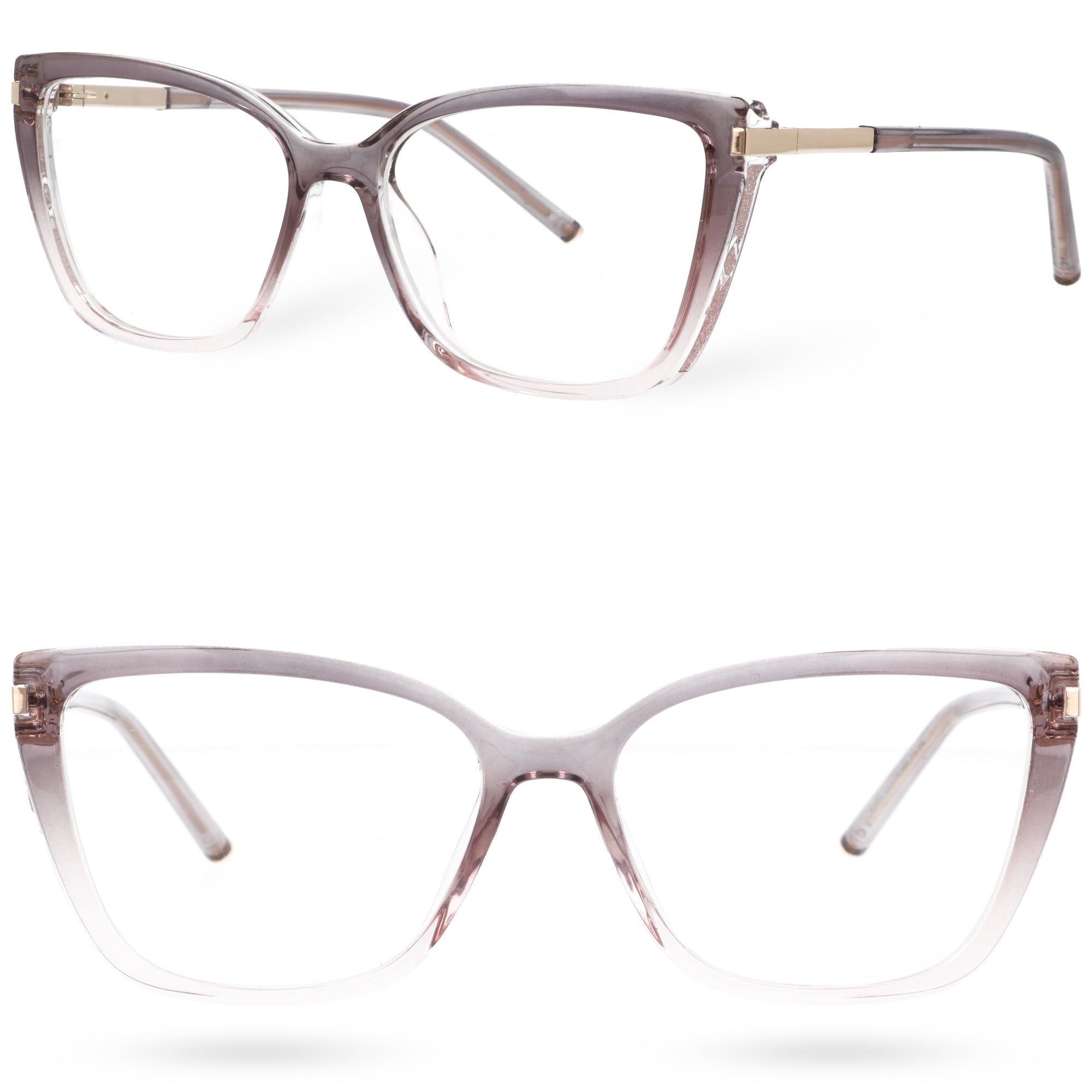 GRACE FRAMES damskie okulary zerówki kocie szaro-różowe MORAMO