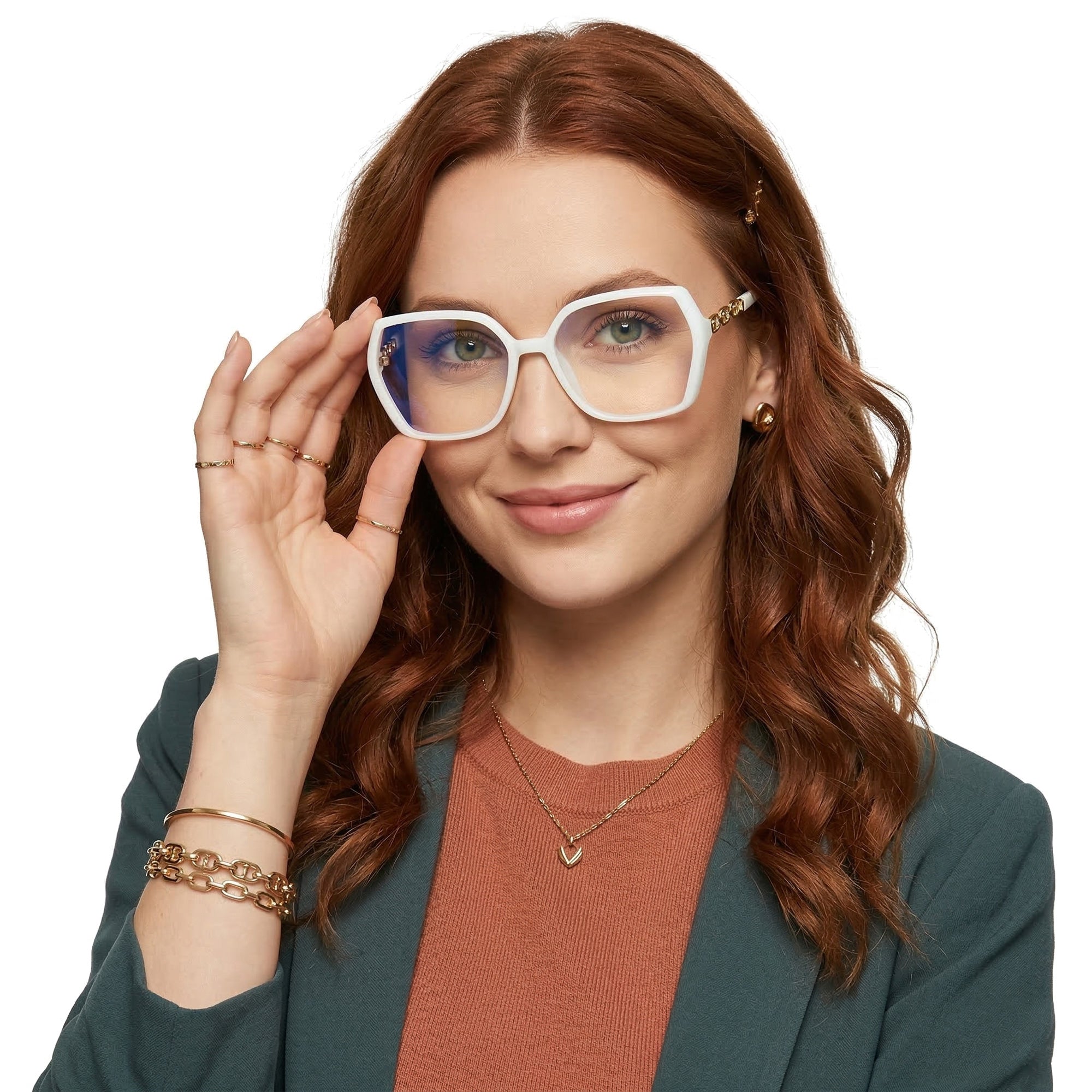 IVORY SQUARE białe kwadratowe okulary damskie do komputera MORAMO