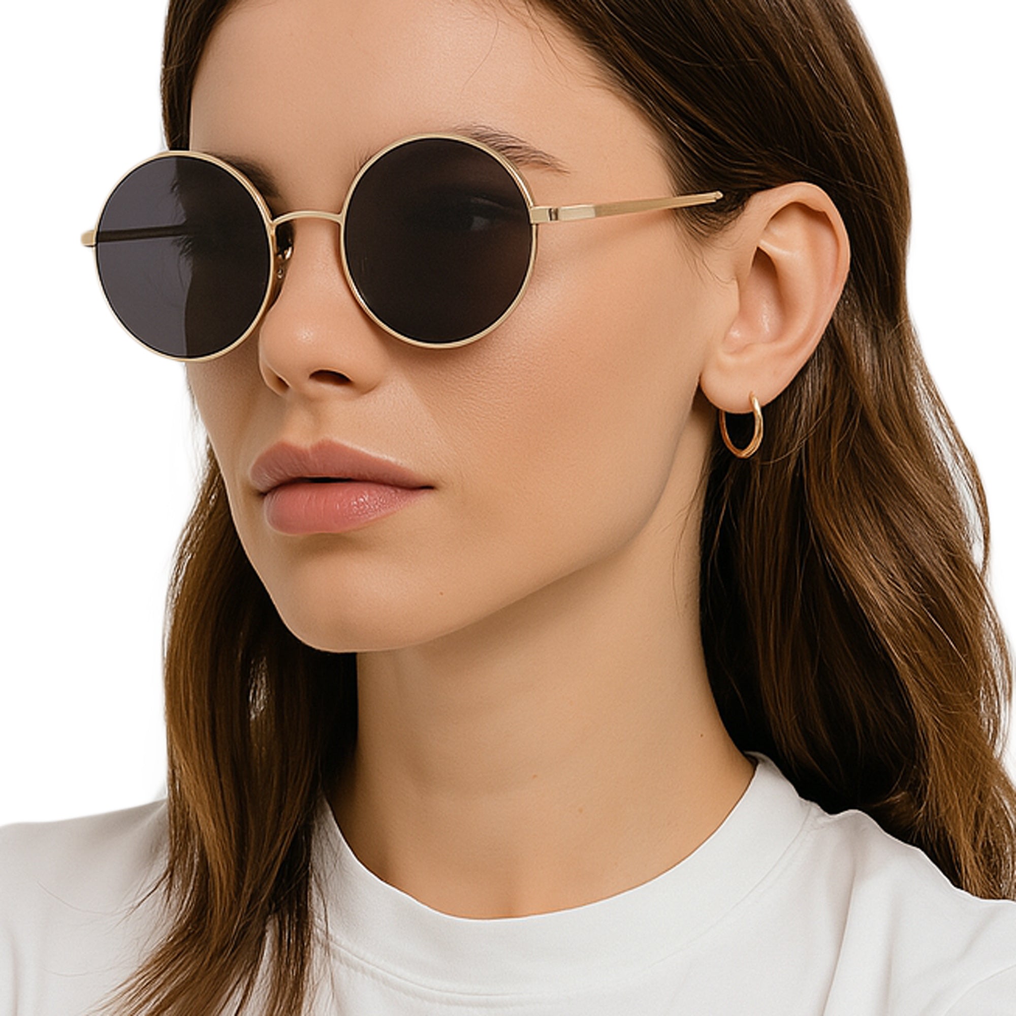 LENNOX GOLD okrągłe okulary przeciwsłoneczne retro unisex MORAMO