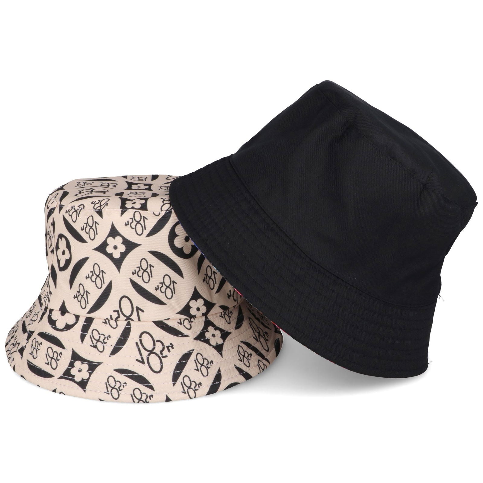 LV 1854 BEIGE kapelusz dwustronny czarny bawełniany unisex MORAMO