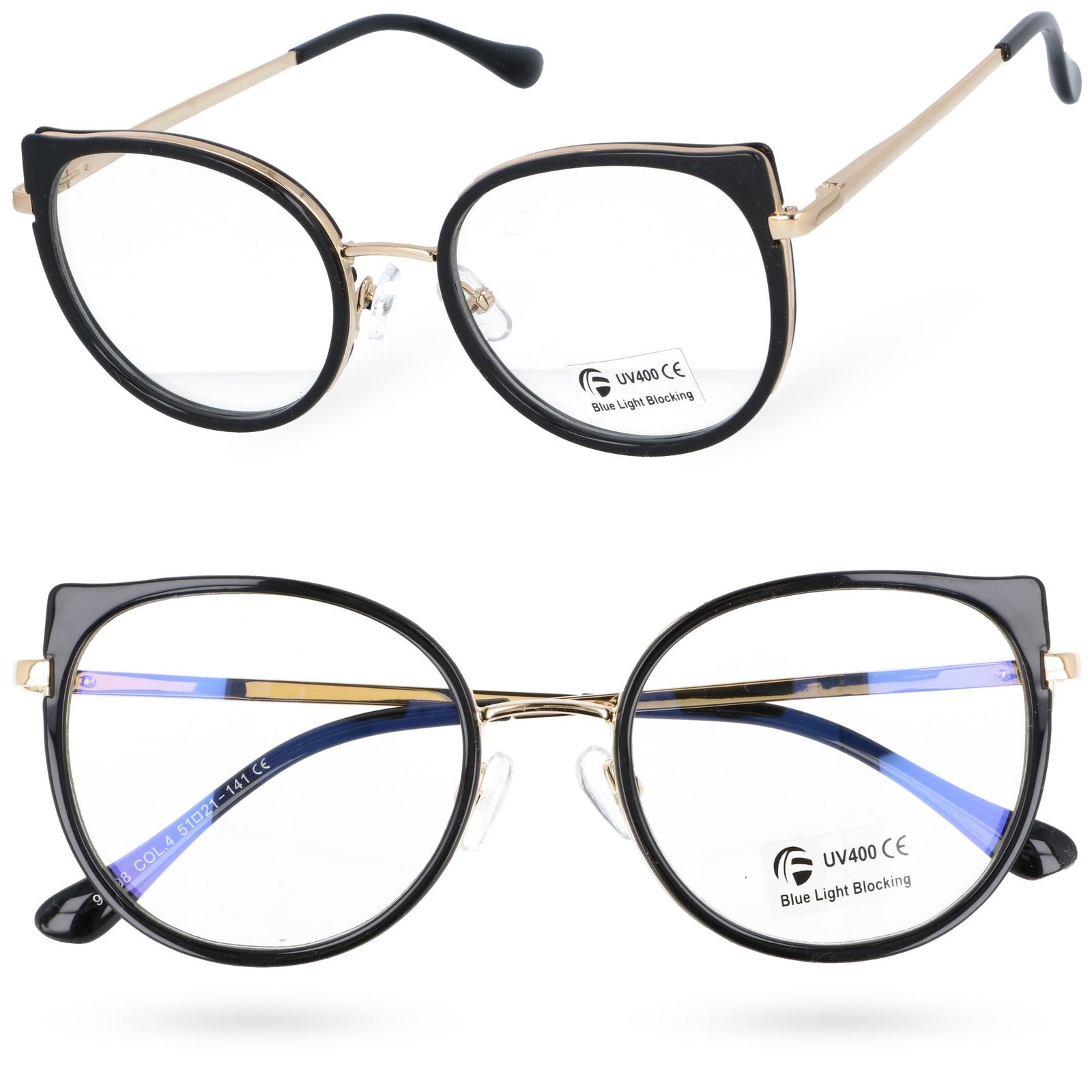 PAW POISE damskie okulary zerówki metalowe kocie oczy MORAMO