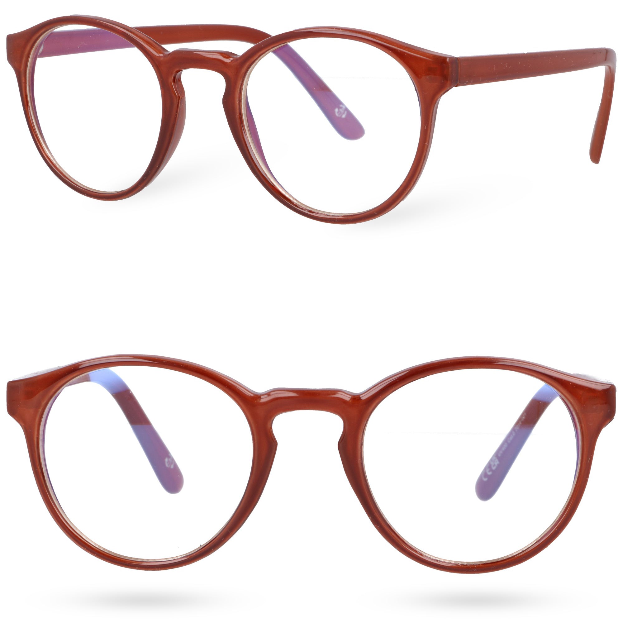 RETRO okrągłe brązowe okulary zerówki blue light MORAMO