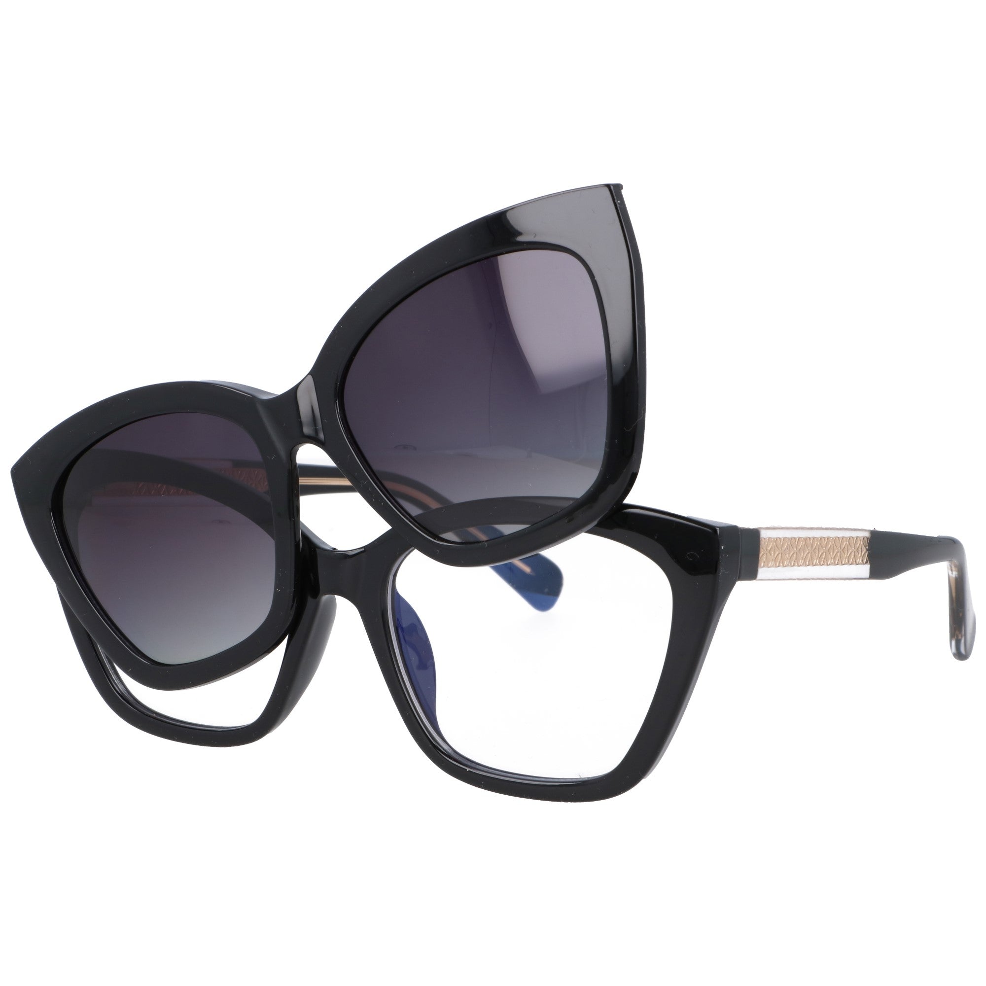 SUNSWITCH czarne okulary damskie clip on zerówki MORAMO