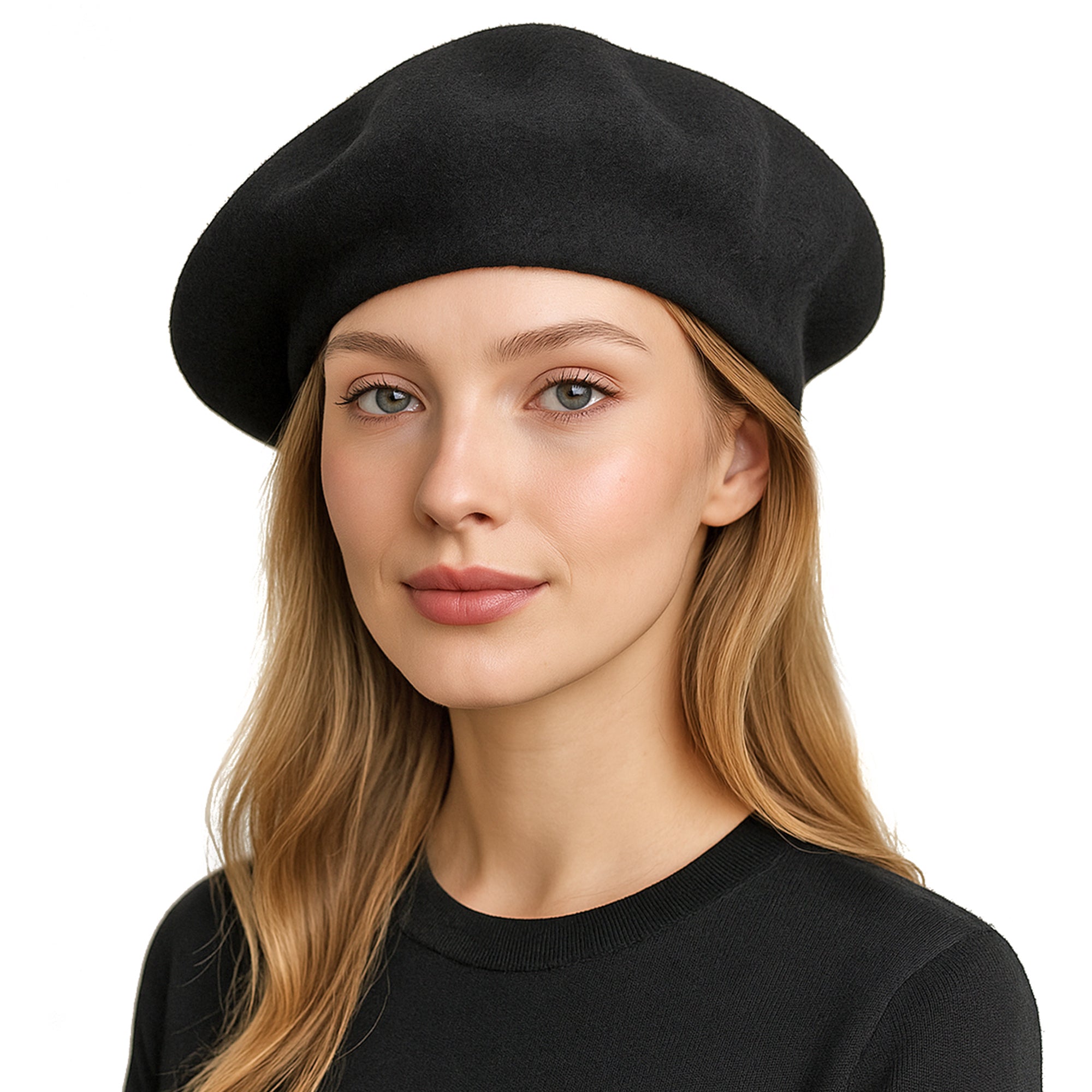 ÉTOILE DU MATIN czarny wełniany beret damski uniwersalny MORAMO