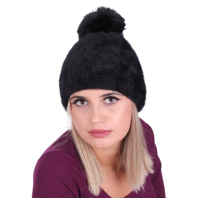 Czapka ALPAKA POMPON BLACK