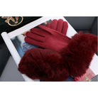 Rękawiczki WINTER FUR TOUCH BURGUNDY