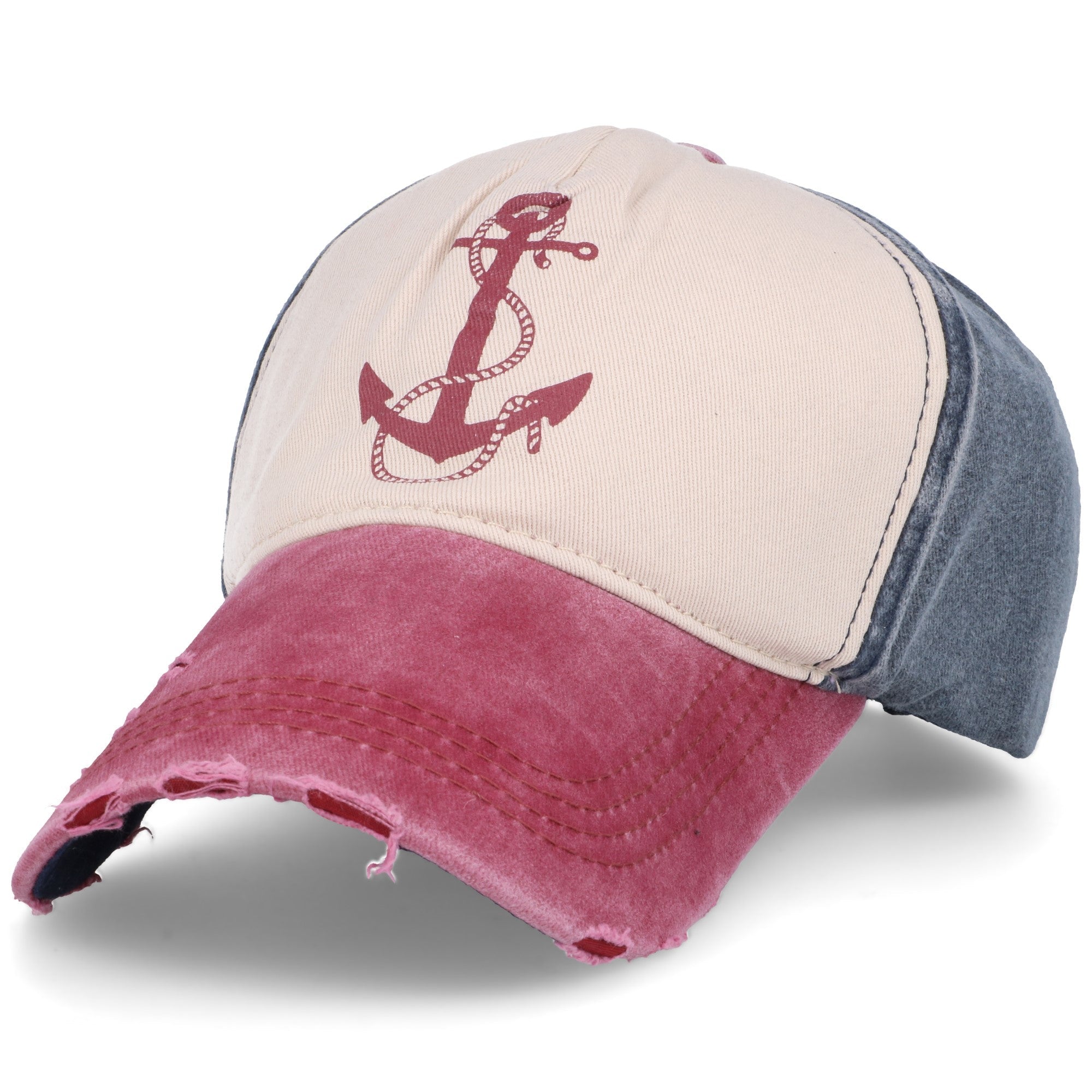 ANCHOR RED niebieska bawełniana czapka z daszkiem unisex MORAMO