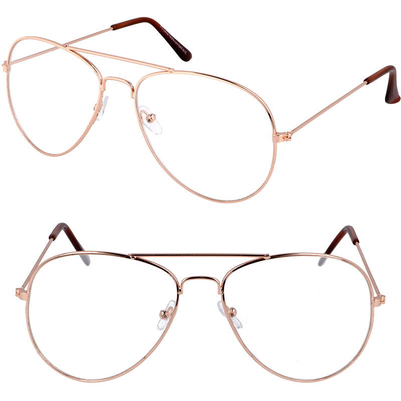 AVIATOR GOLD złote okulary zerówki pilotki unisex MORAMO