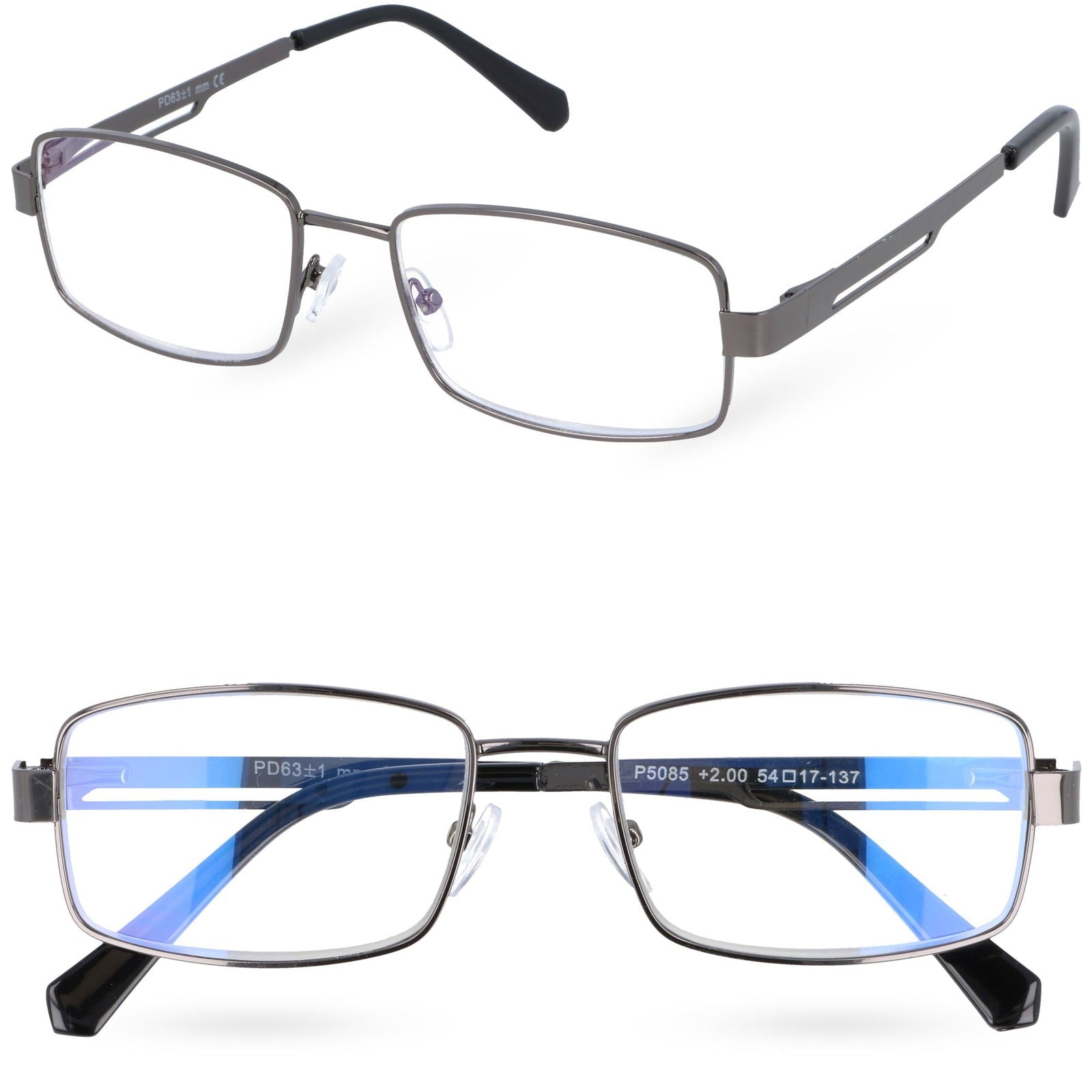 BLUE VISION SILVER szare metalowe okulary korekcyjne unisex MORAMO