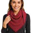 BREEZE ONE-COLOUR bordowy szal damski z wiskozy MORAMO
