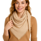 BREEZE ONE-COLOUR lekki beżowy szal damski z wiskozy MORAMO