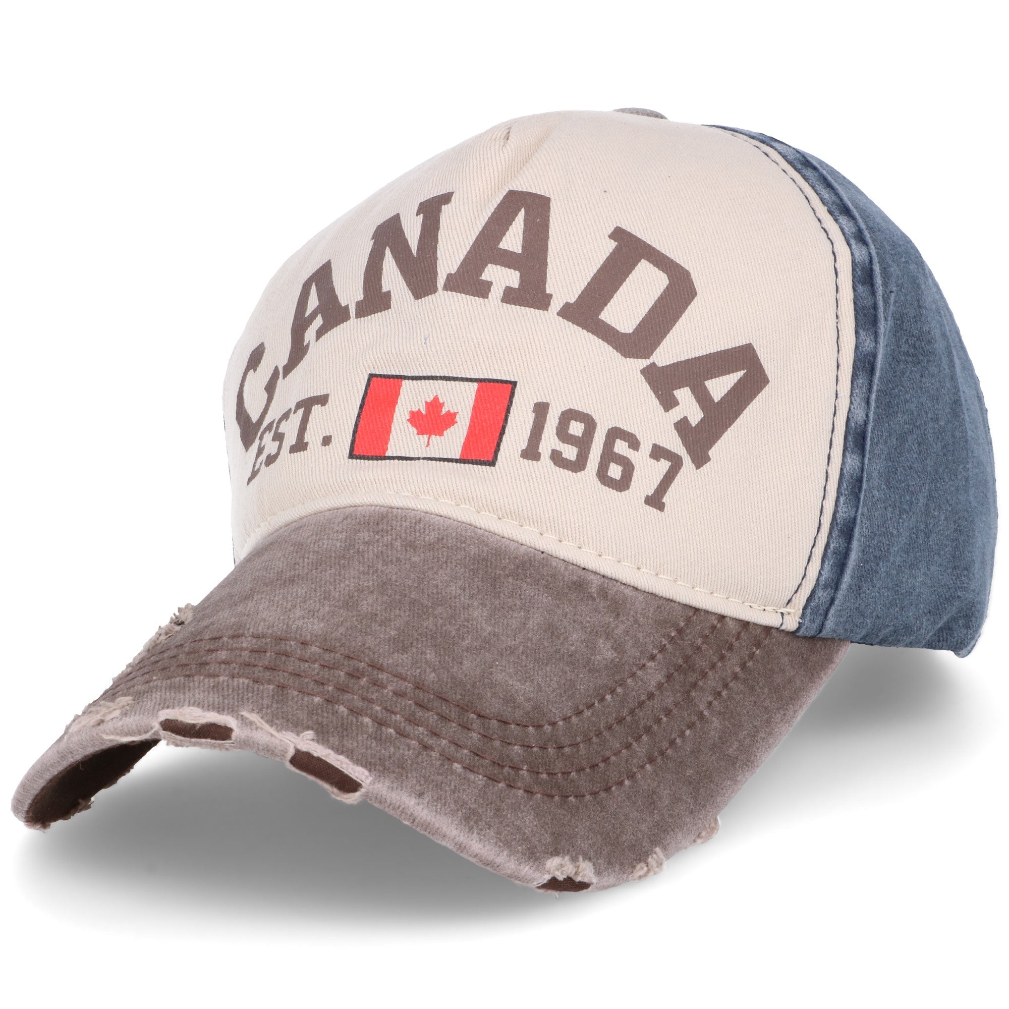CANADA BROWN niebieska bawełniana czapka z daszkiem vintage MORAMO