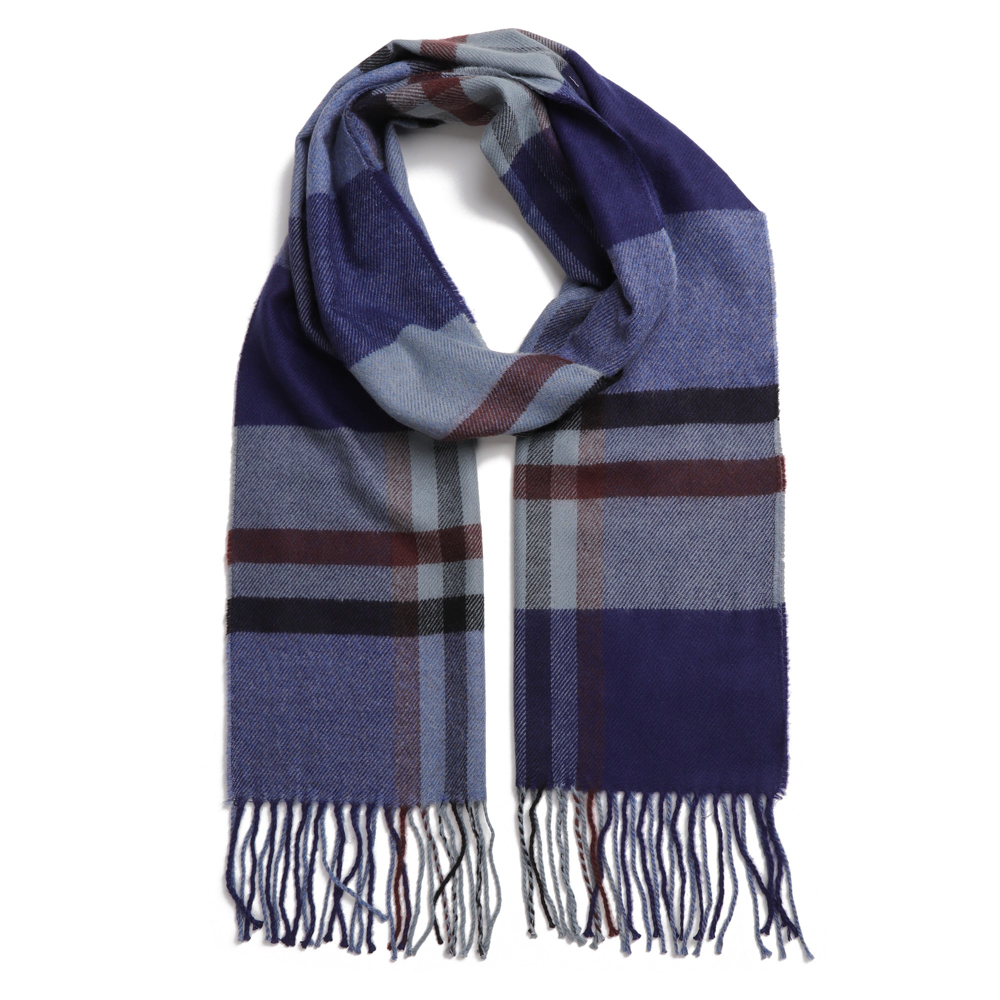 CHIC GRID BLUE męski szal niebieski w kratę MORAMO