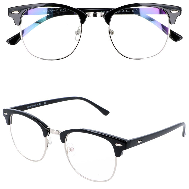 CLUBMASTA czarne okulary zerówki unisex antyrefleks MORAMO