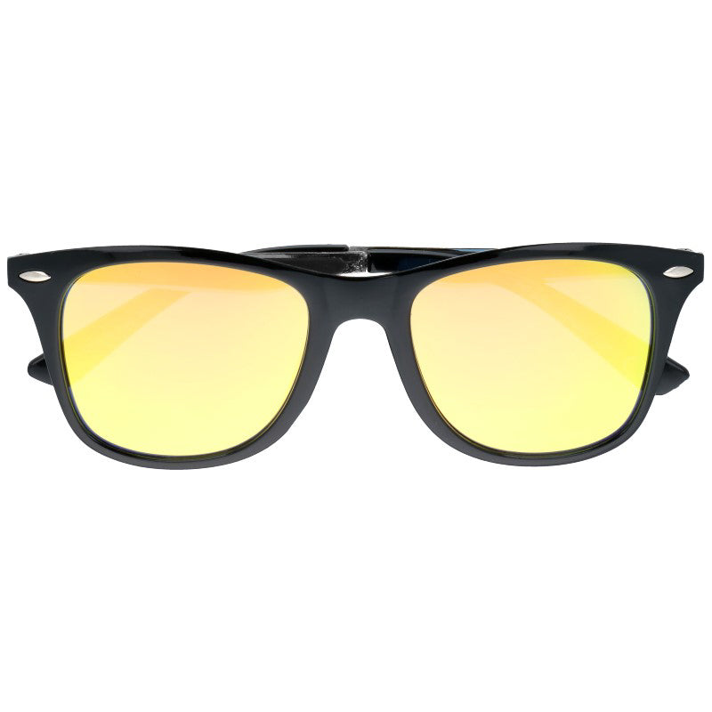 DERK II czarne okulary przeciwsłoneczne lustrzane wayfarer MORAMO