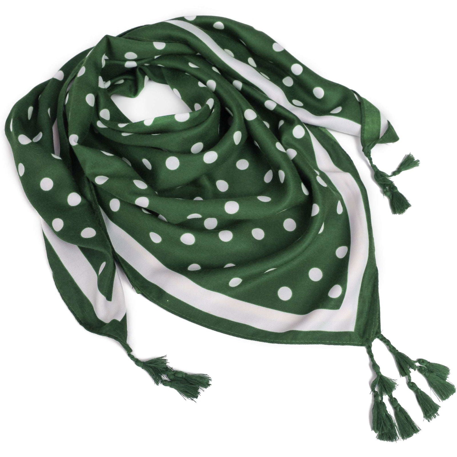 DOTTY damska zielona chusta wiskozowa w groszki MORAMO