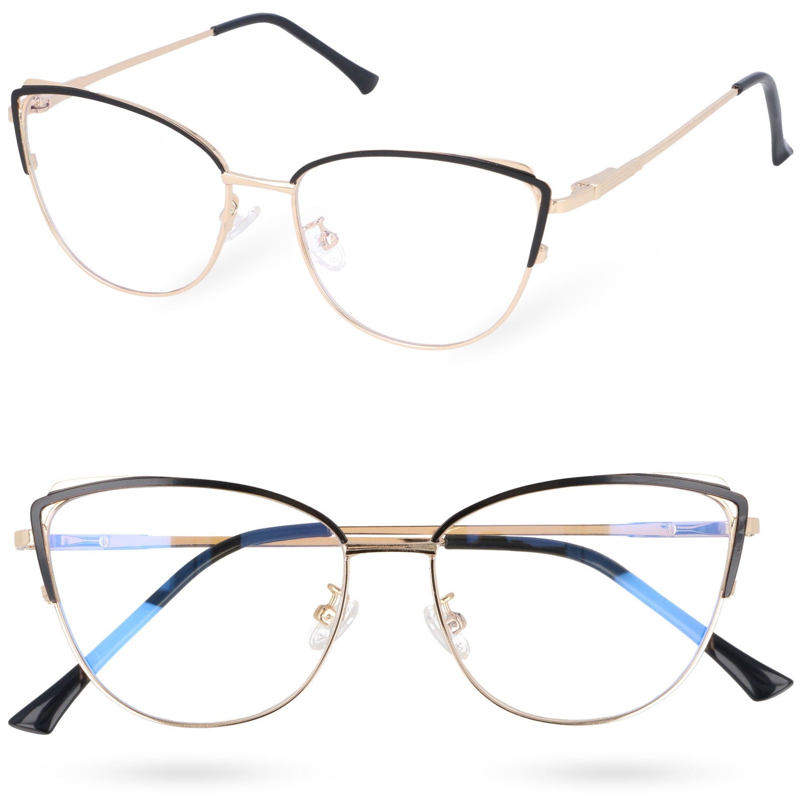 DOVE metalowe okulary zerówki damskie kocie oczy MORAMO