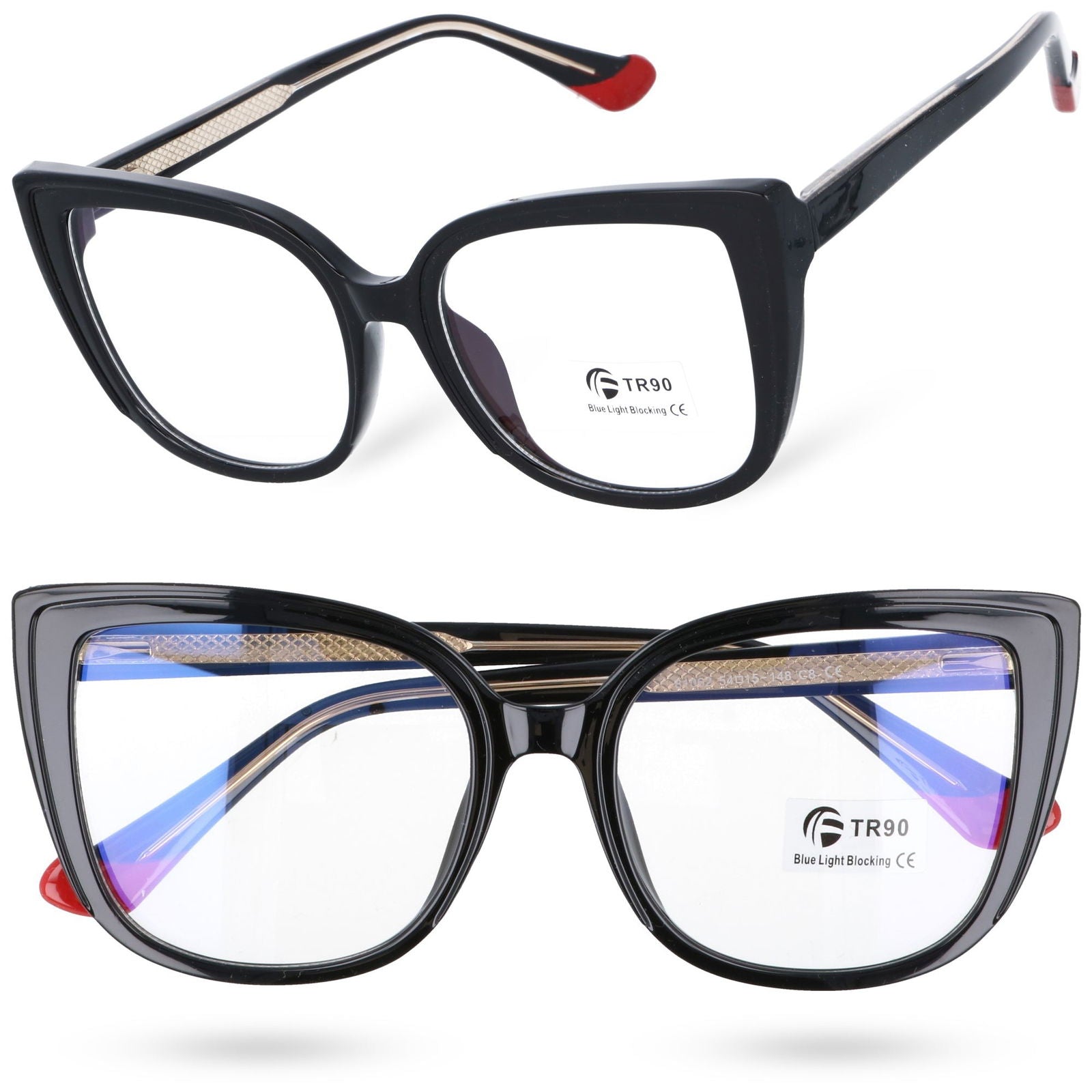 ELLA'S EDGE okulary damskie zerówki kocie oczy MORAMO