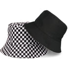 FLIP CHECKER kapelusz bawełniany czarno-biały w kratkę MORAMO