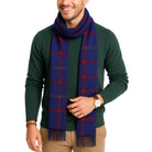 GENTLEMAN'S WRAP granatowy męski szal w kratkę MORAMO