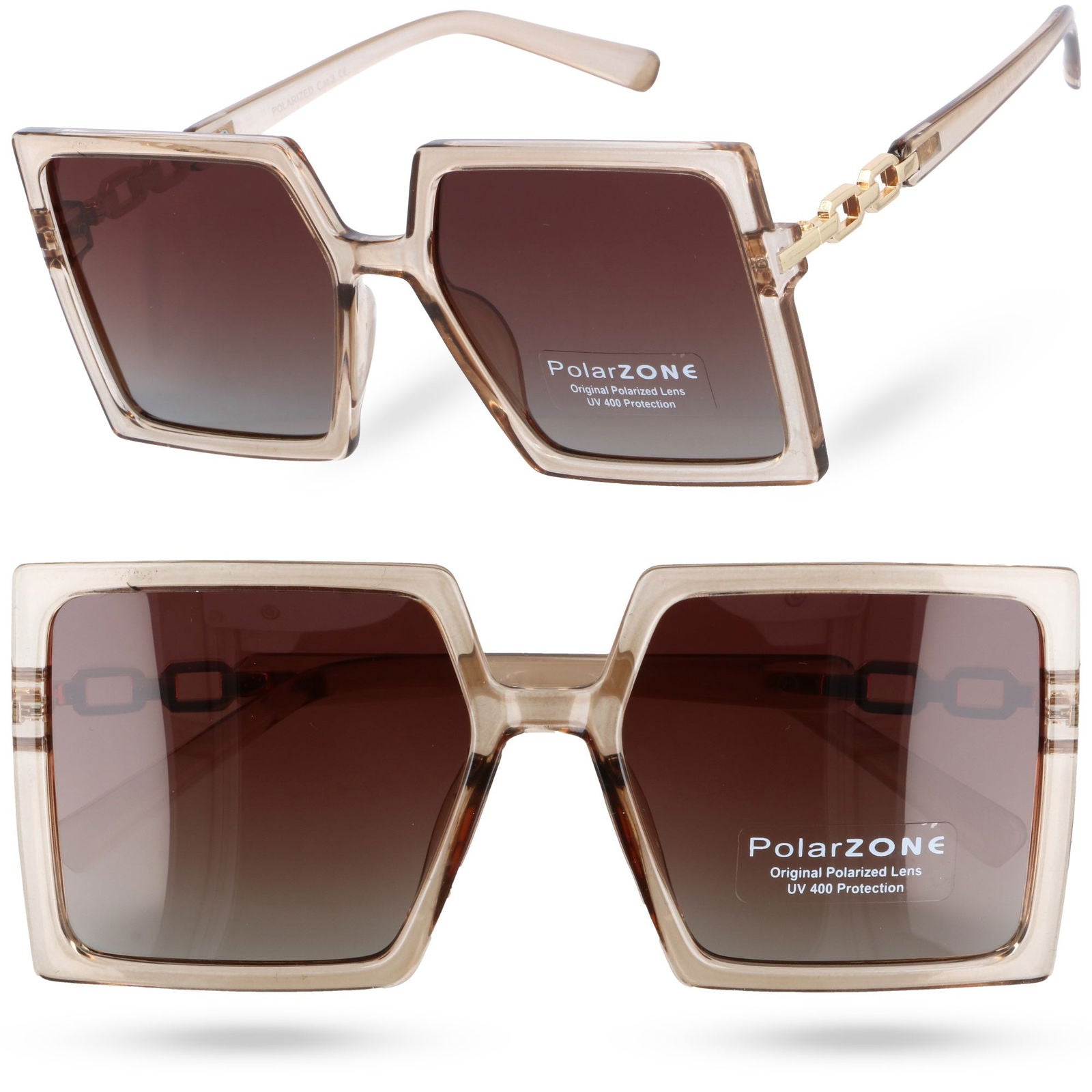 GLAMOUR brązowe okulary przeciwsłoneczne damskie oversize MORAMO