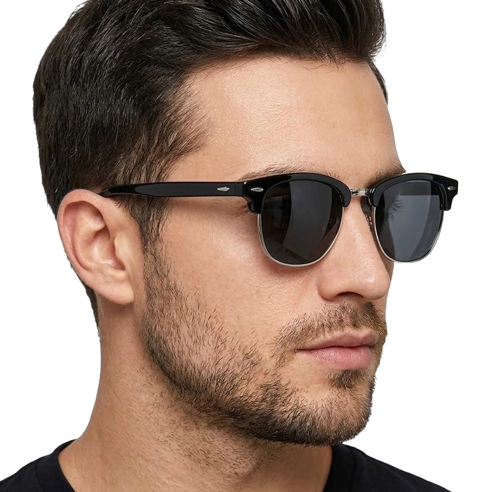 HUGH czarne okulary przeciwsłoneczne retro z polaryzacją MORAMO
