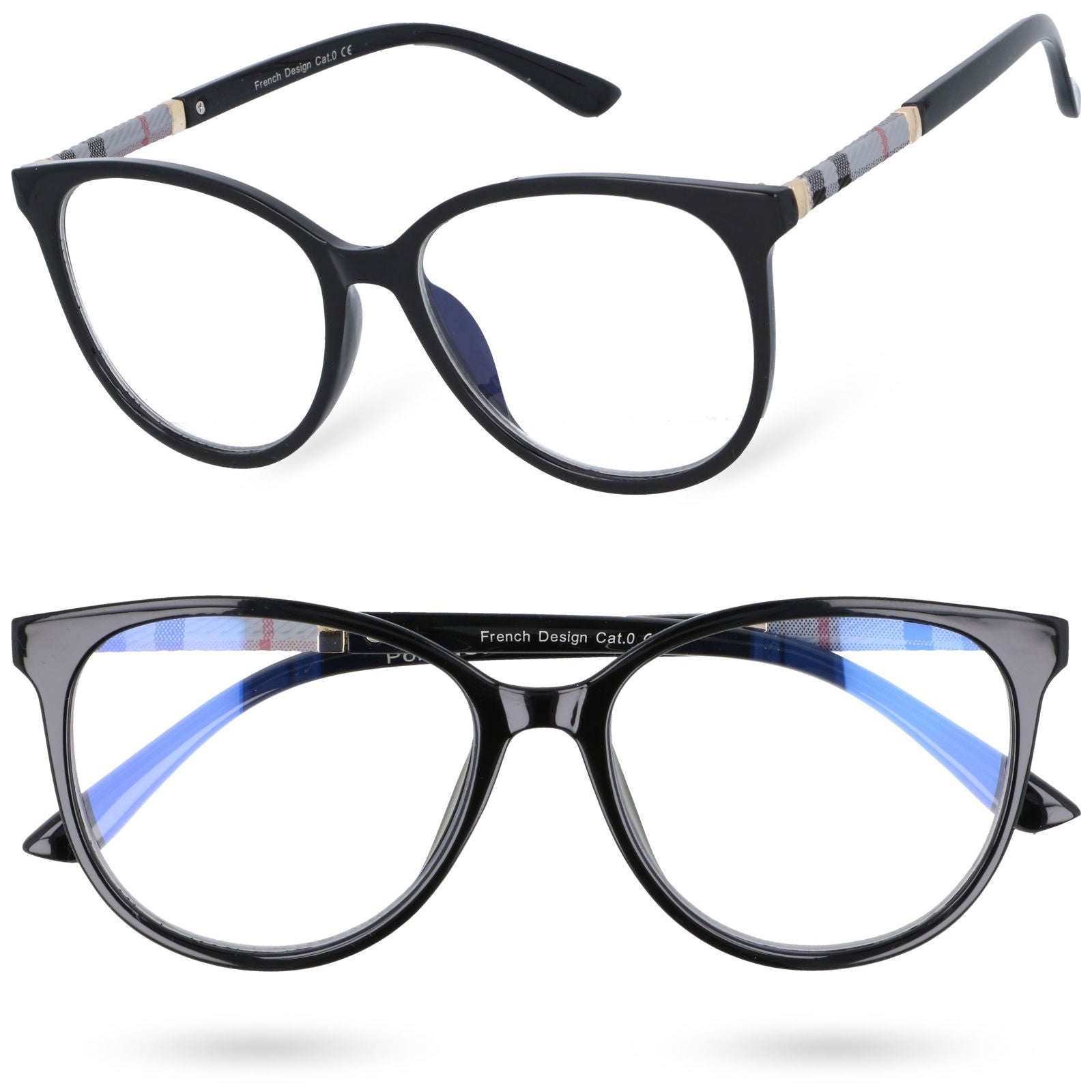ISABELLA IMPACT czarne damskie okulary zerówki kocie oczy MORAMO