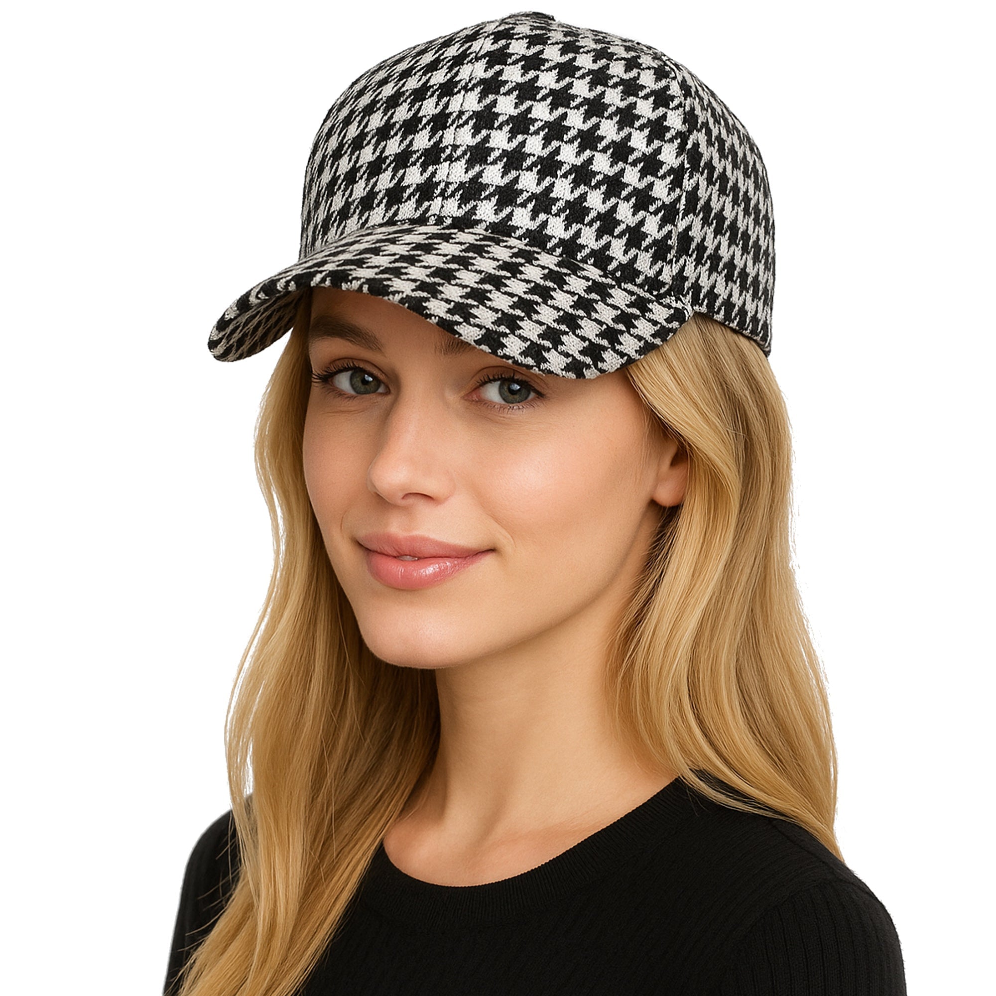 LARGE PETITE biało-czarna damska czapka snapback w pepitkę MORAMO