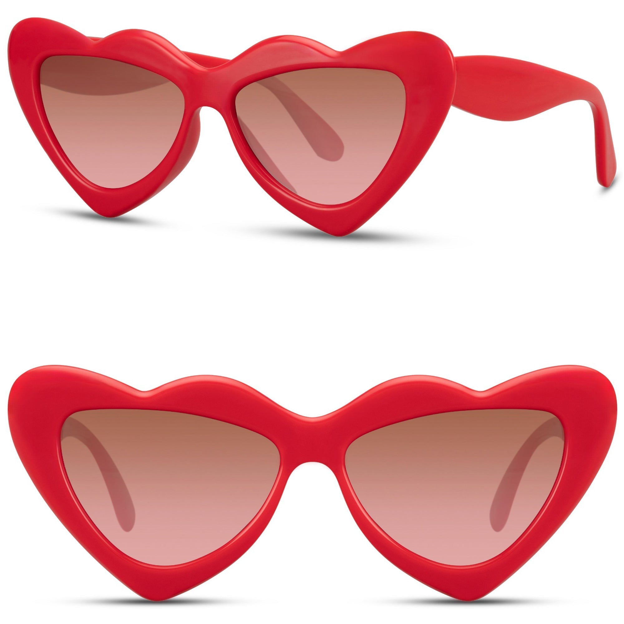 LOVELENS damskie czerwone okulary przeciwsłoneczne serca MORAMO