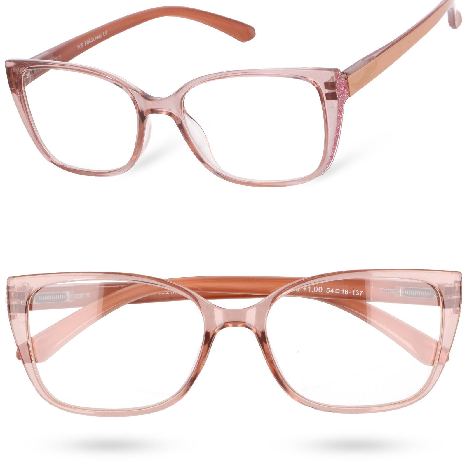 LUNA damskie okulary korekcyjne różowe kocie oczy MORAMO