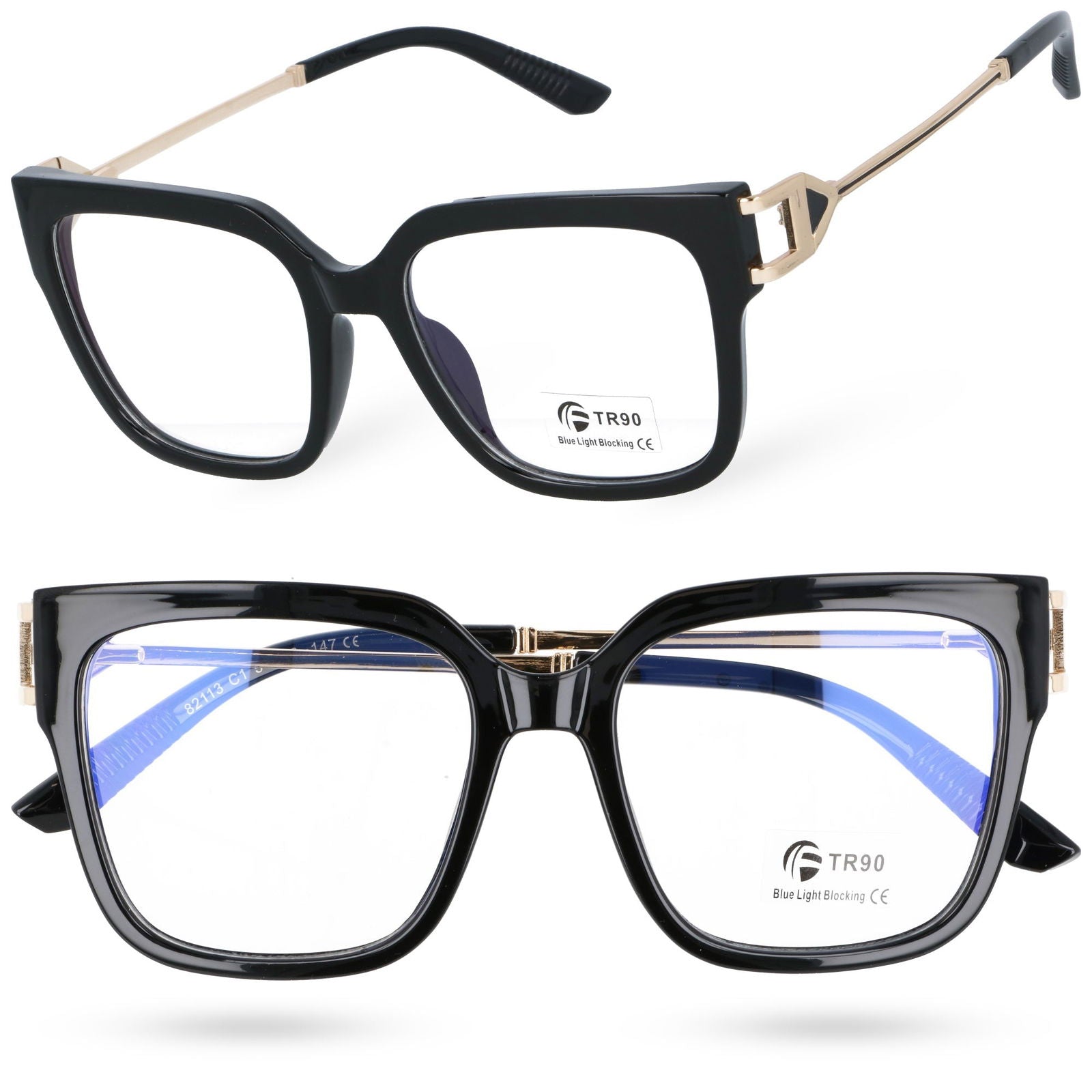 LUNA kwadratowe okulary damskie oversize zerówki MORAMO