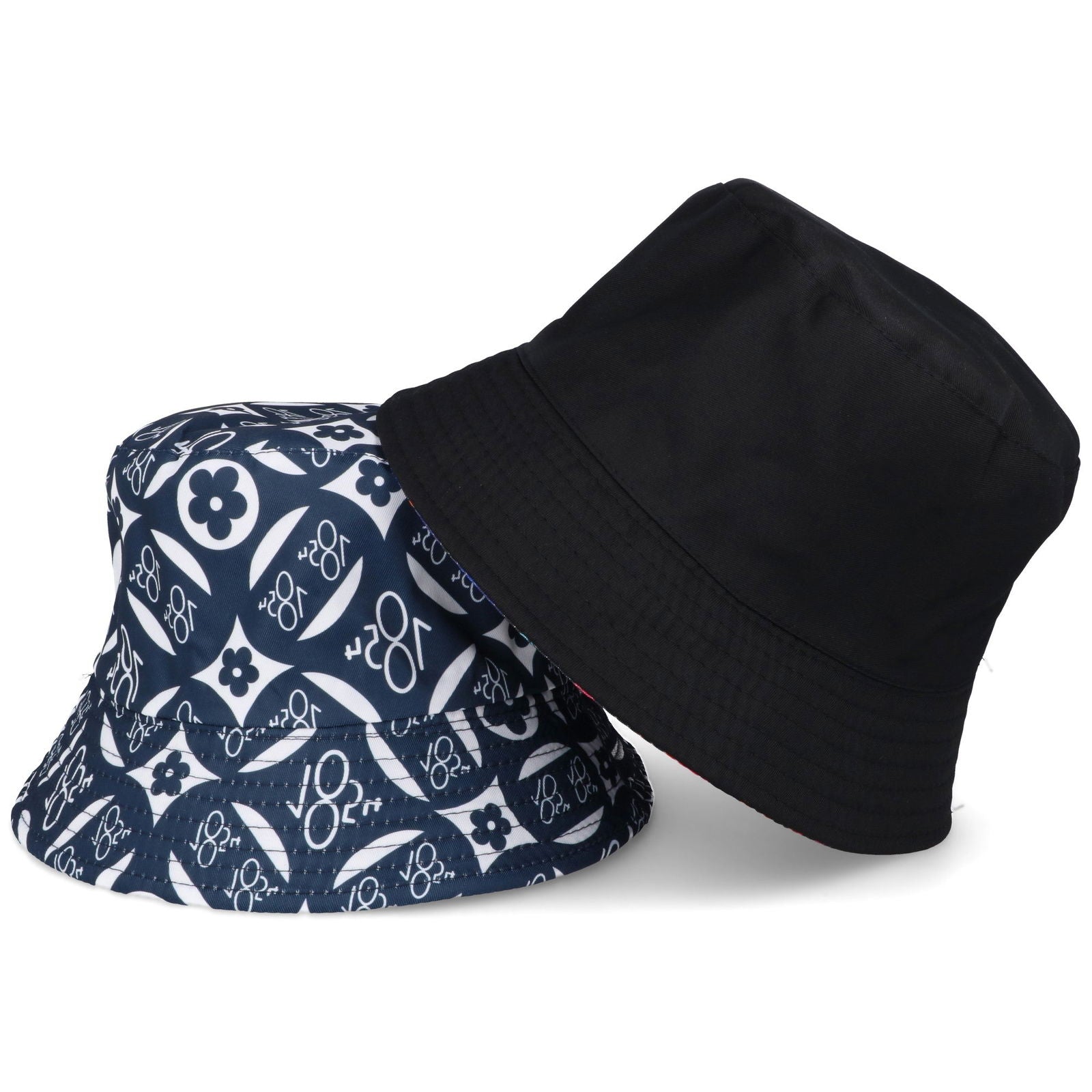 LV 1854 NAVY czarny dwustronny kapelusz bucket hat unisex MORAMO