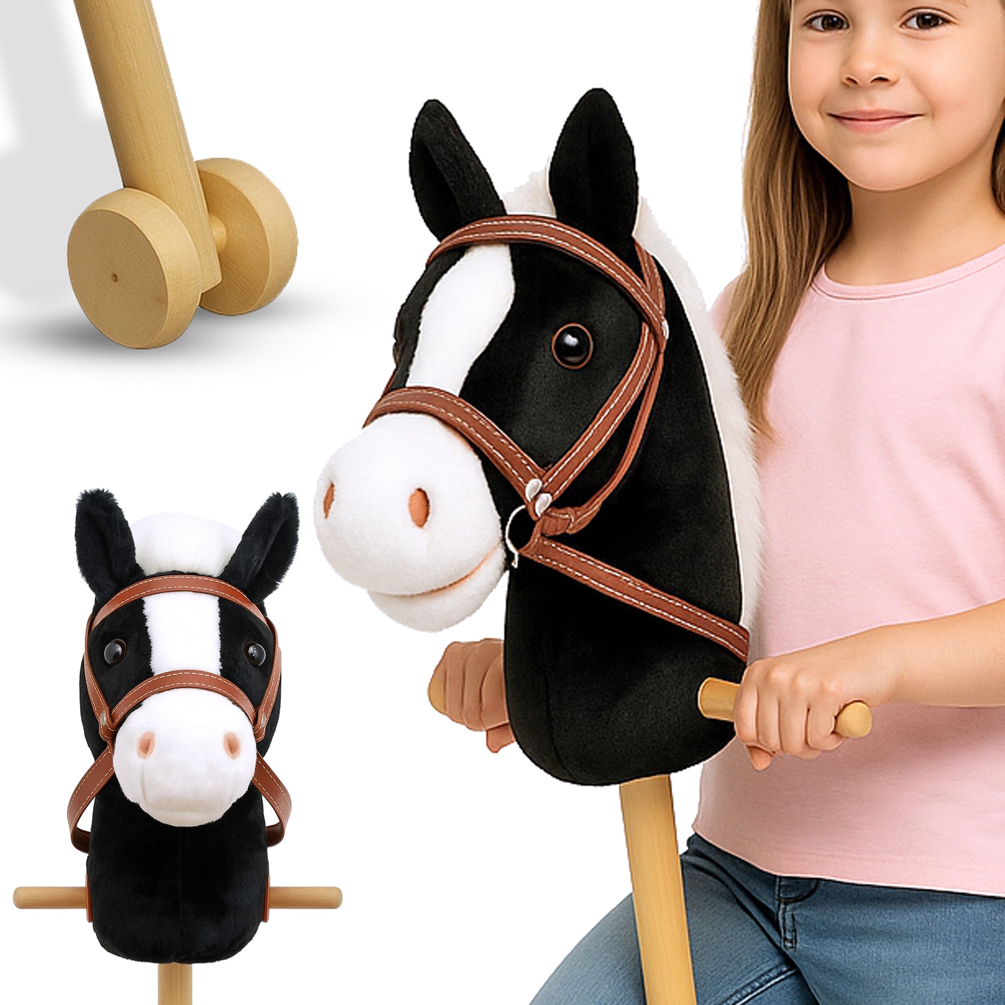 ONYX czarny hobby horse a3 z kółkami MORAMO