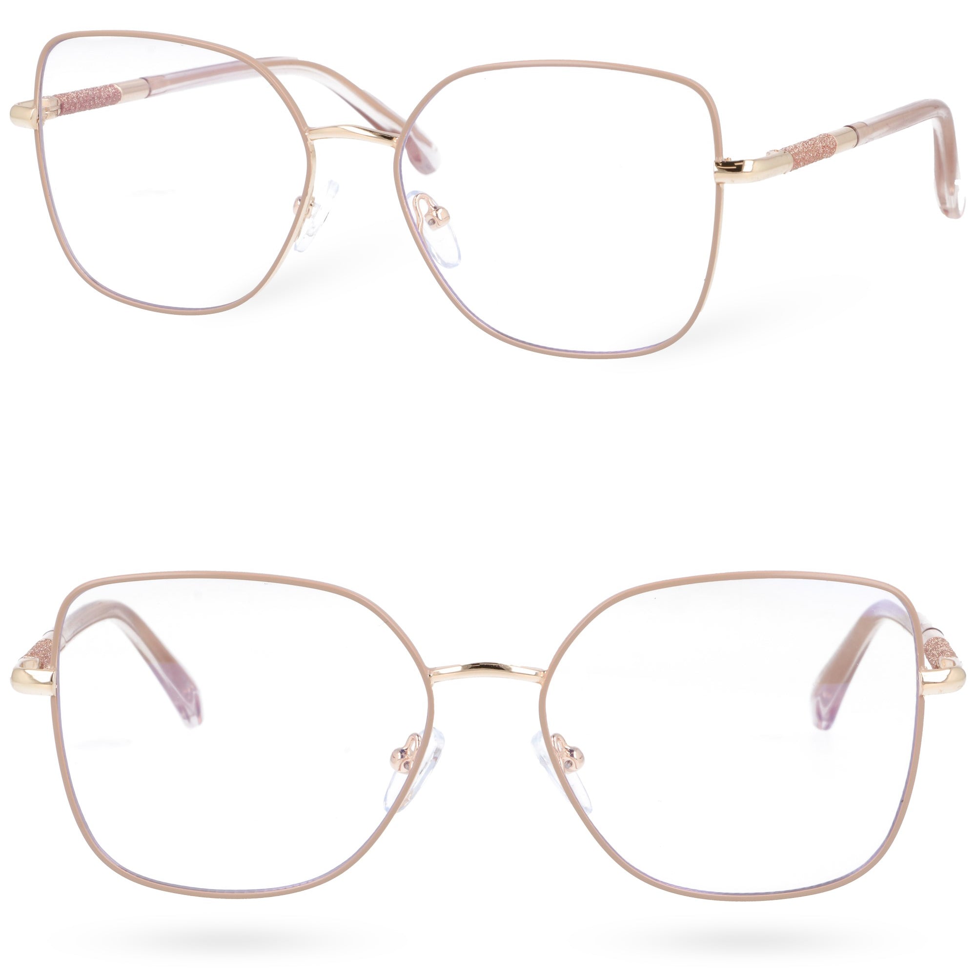 OPTIGRID BEIGE damskie kwadratowe zerówki antyrefleks MORAMO