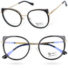 PAW POISE damskie okulary zerówki metalowe kocie oczy MORAMO