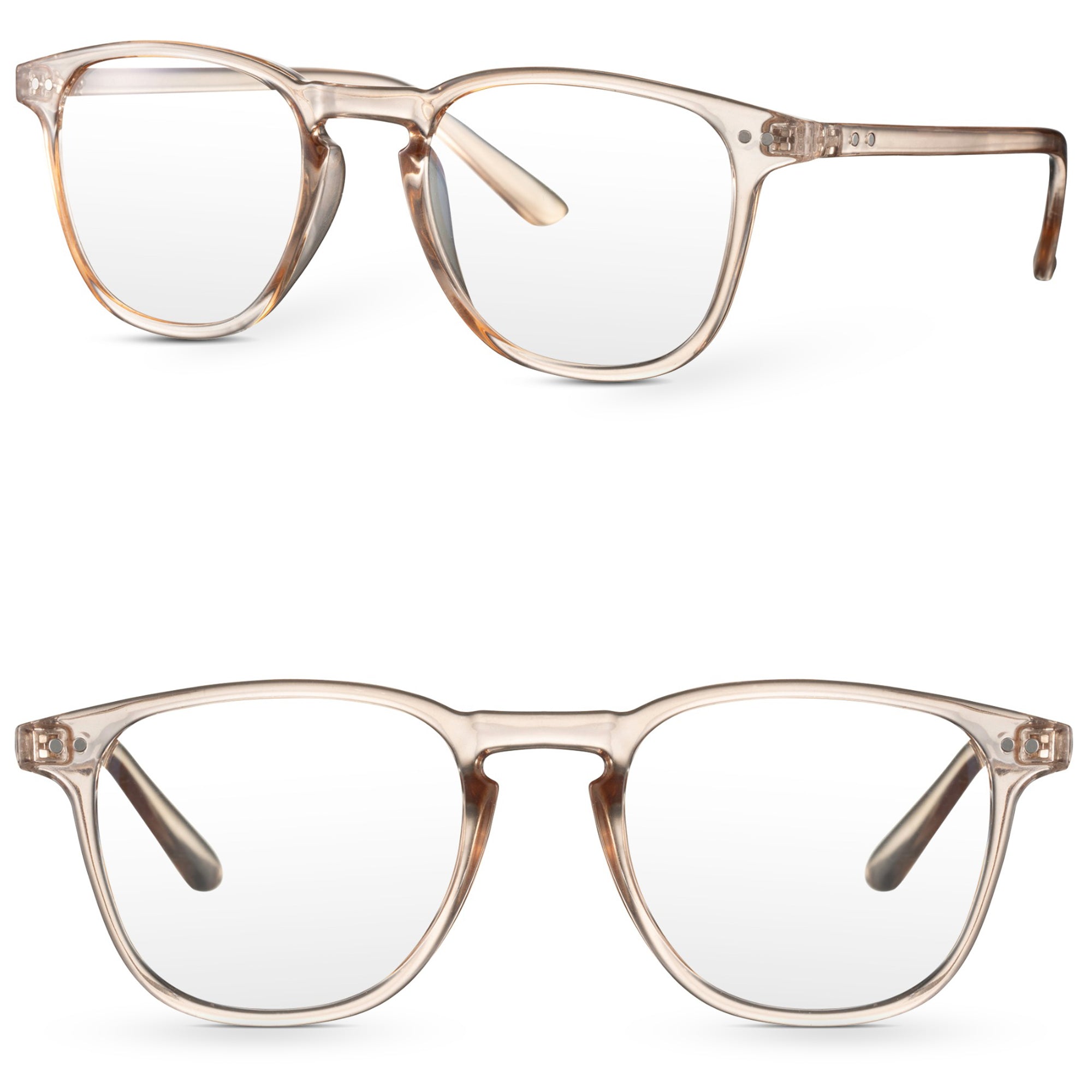 RETRO brązowe okrągłe okulary zerówki do komputera MORAMO
