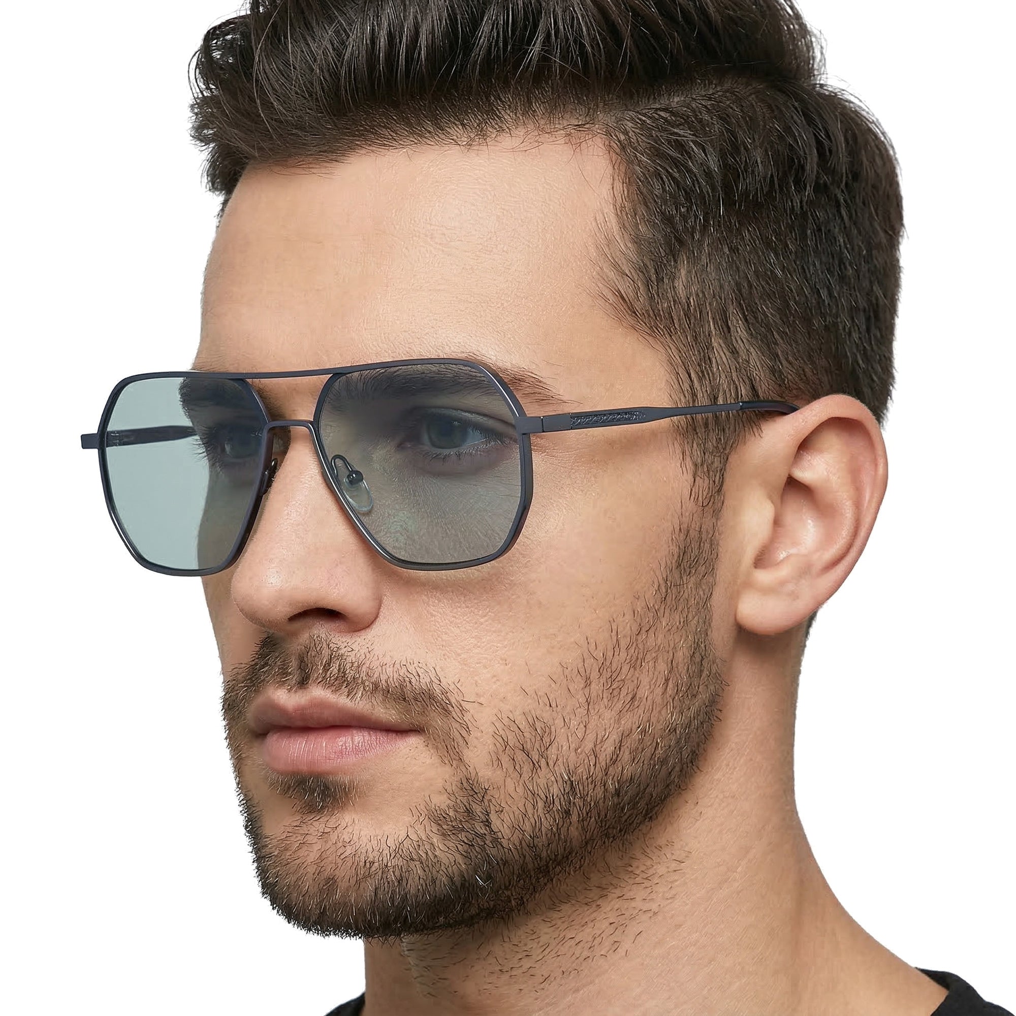 SILVERHAWK szare męskie okulary pilotki fotochromowe MORAMO