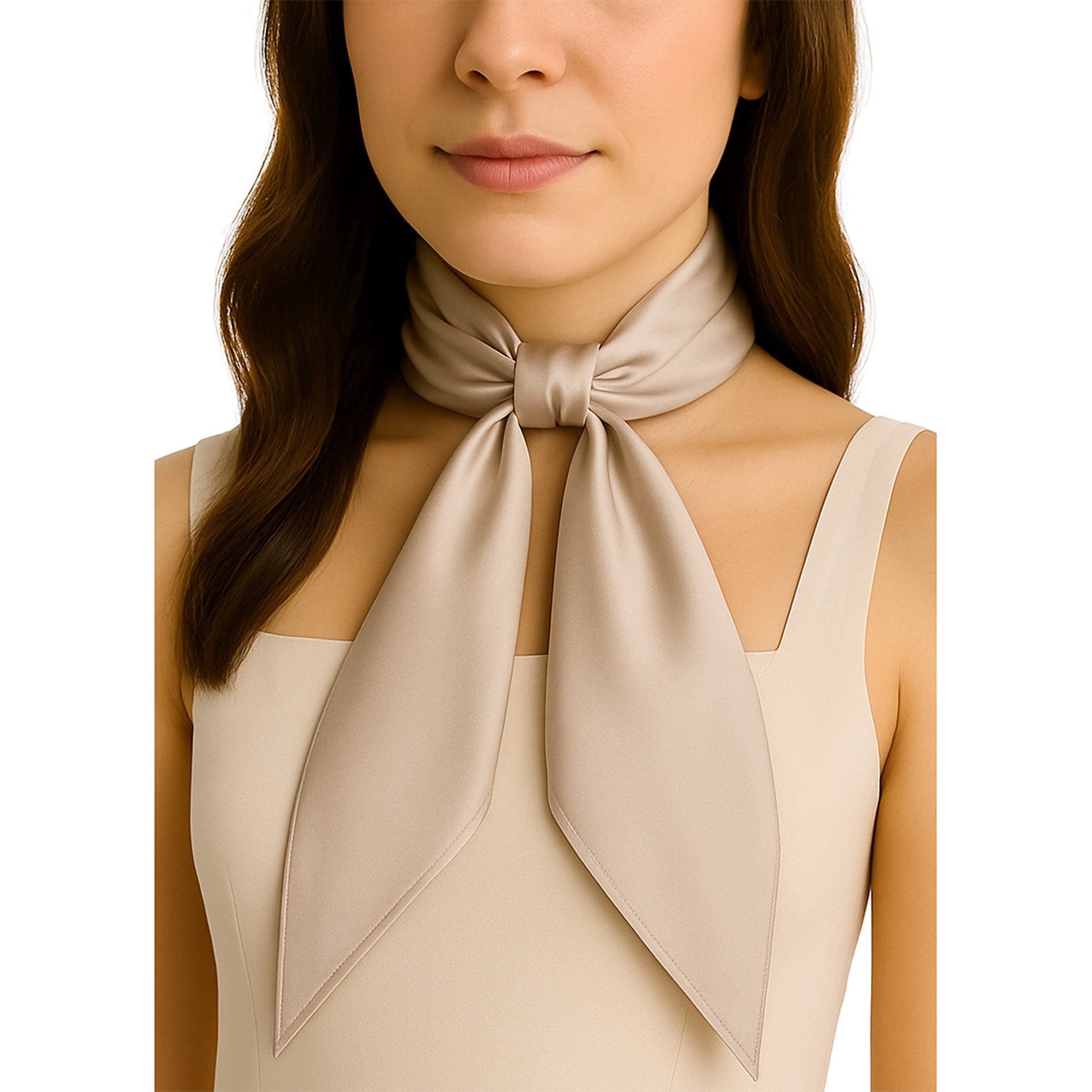 SOFT SATINE apaszka damska beżowa taupe kwadratowa MORAMO