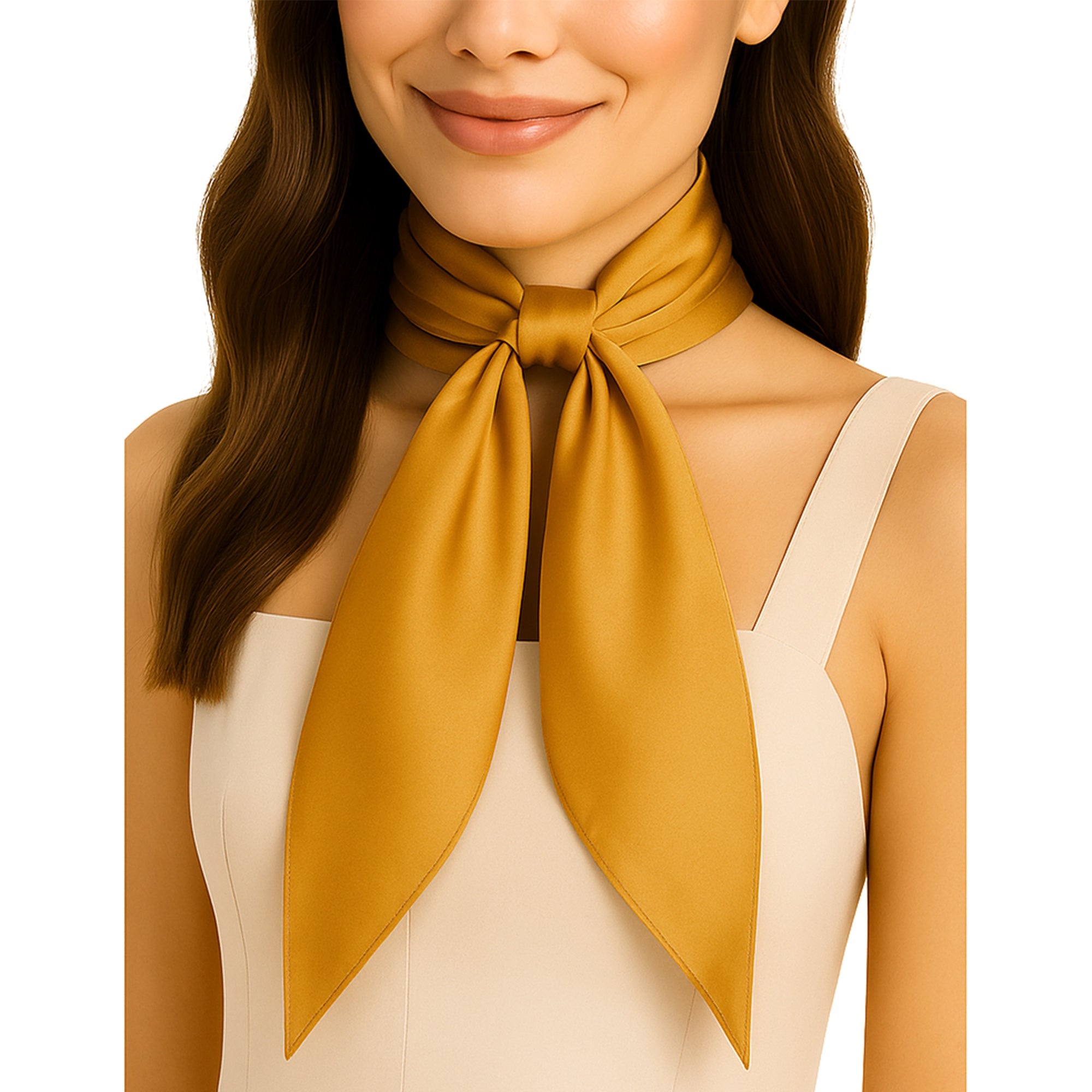 SOFT SATINE apaszka damska złota kwadratowa yellow MORAMO
