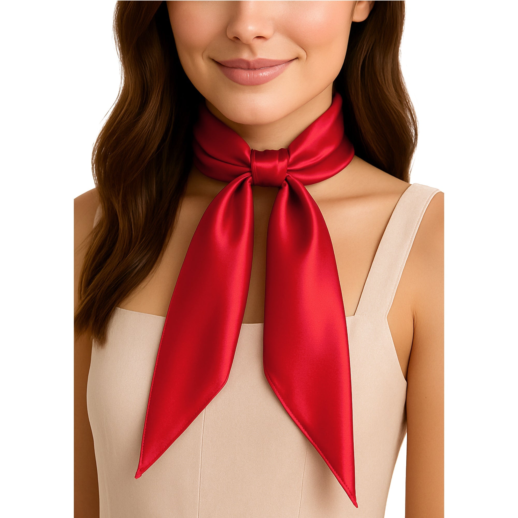 SOFT SATINE czerwona damska apaszka kwadratowa 70x70 MORAMO