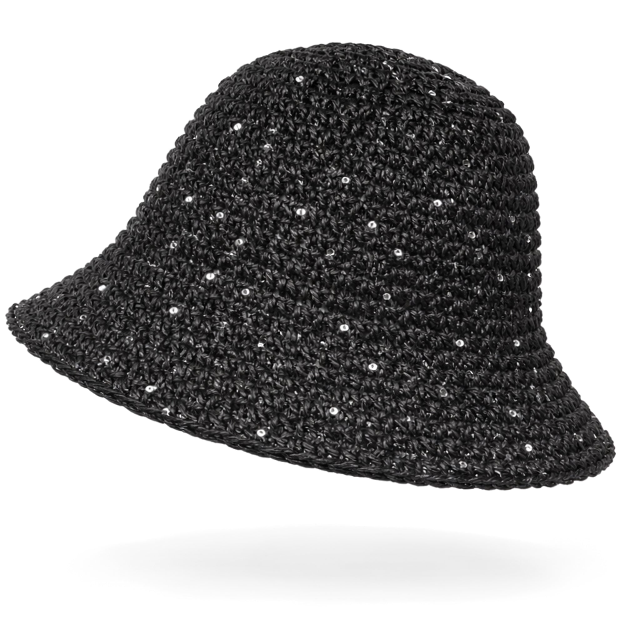 SUNSET SPARKLE damski czarny letni kapelusz bucket MORAMO