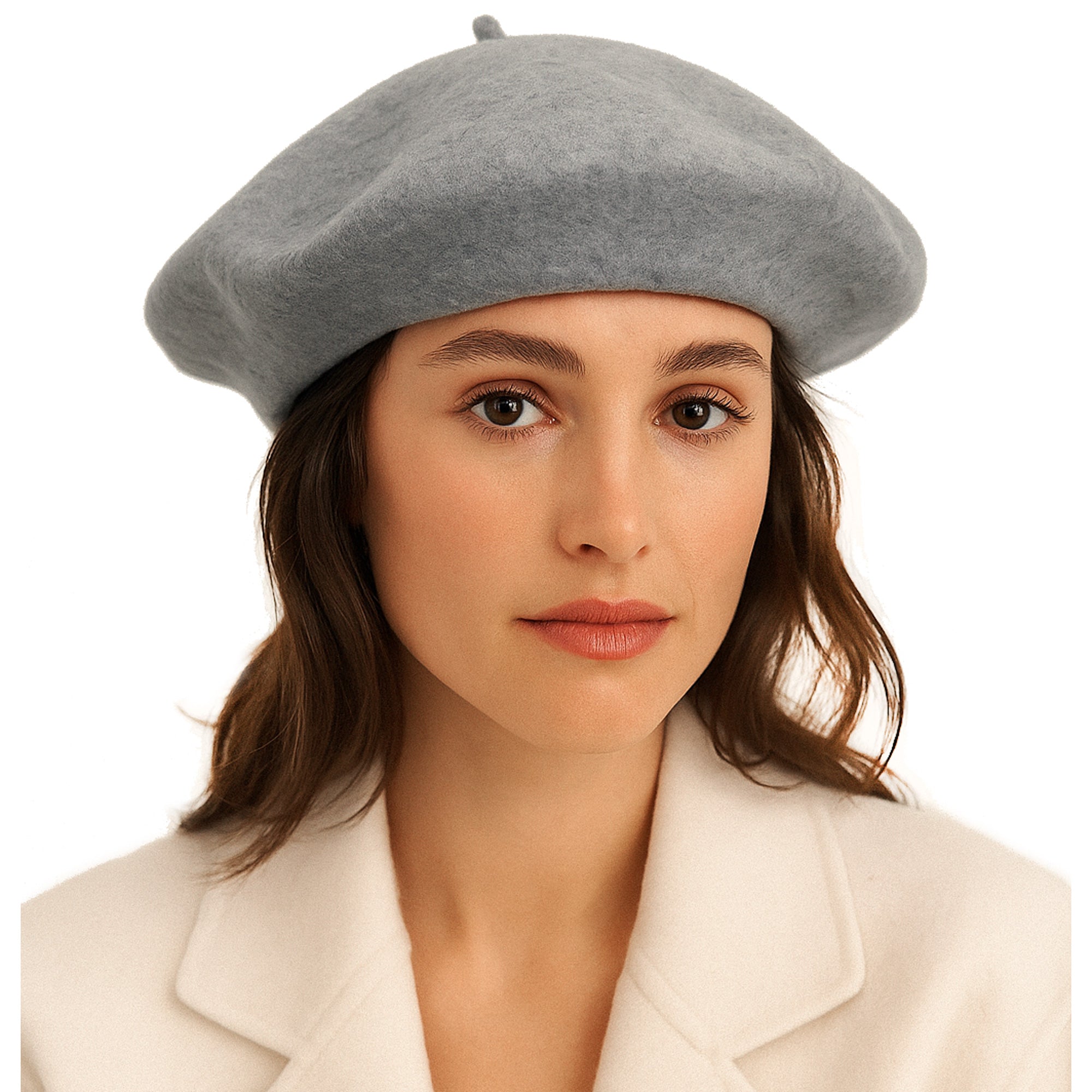 ÉTOILE DU MATIN damski beret wełniany średnioszary MORAMO